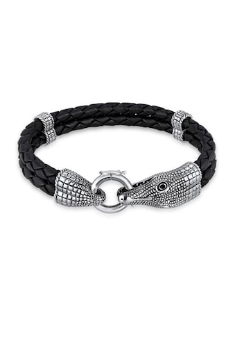 Kuzzoi Armband »Herren Lederarmband Krokodil 925 Sterling Silber« kaufen