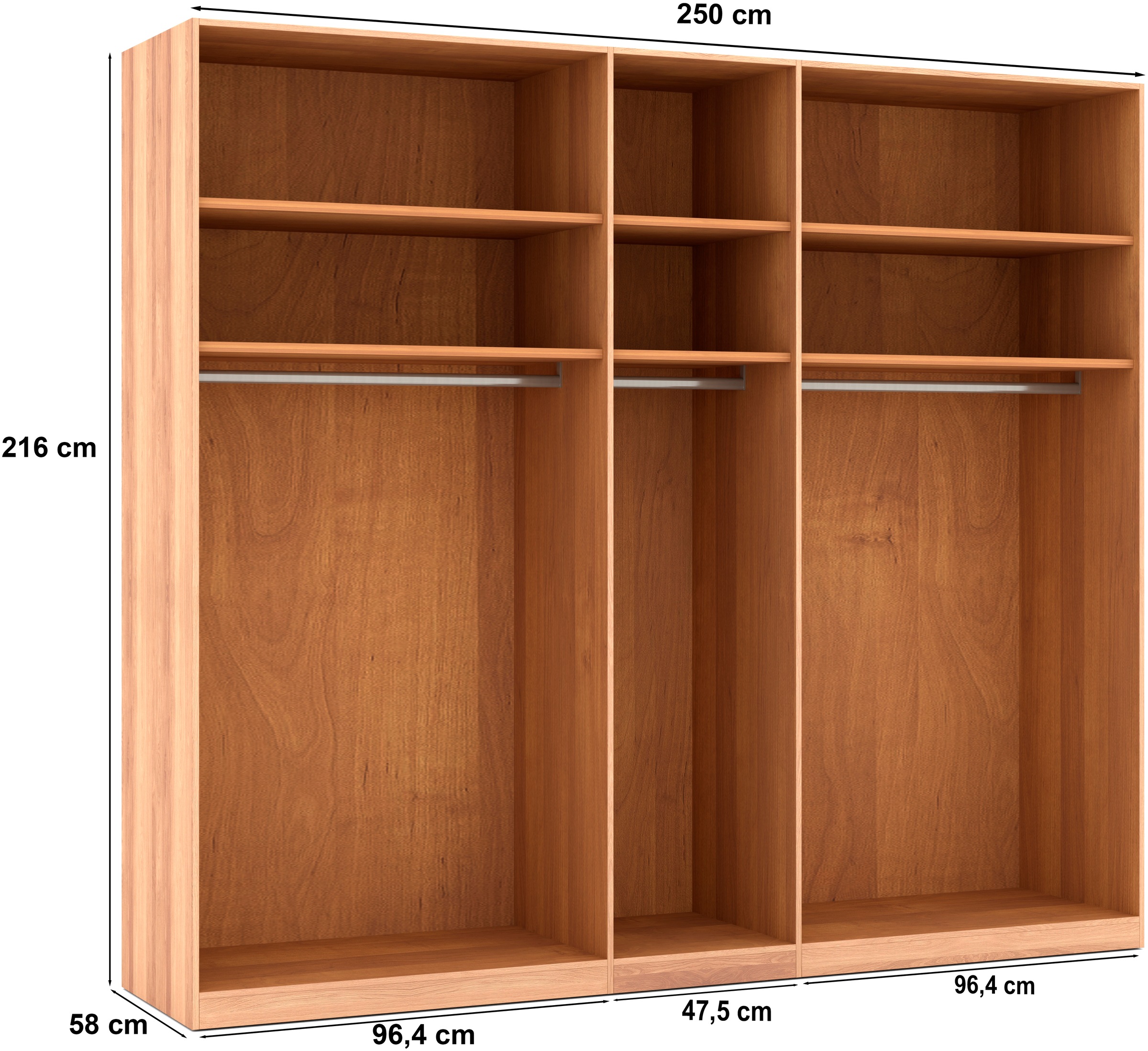 Musterring Drehtürenschrank »Sorrent, Kleiderschrank, Schrank«, (mit Türdämpfern, in 5 Breiten & 2 Höhen, extra Böden, MADE IN GERMANY), Türen Eiche massiv oder als Parsol-Bronze-Spiegel, verschiedene Maße