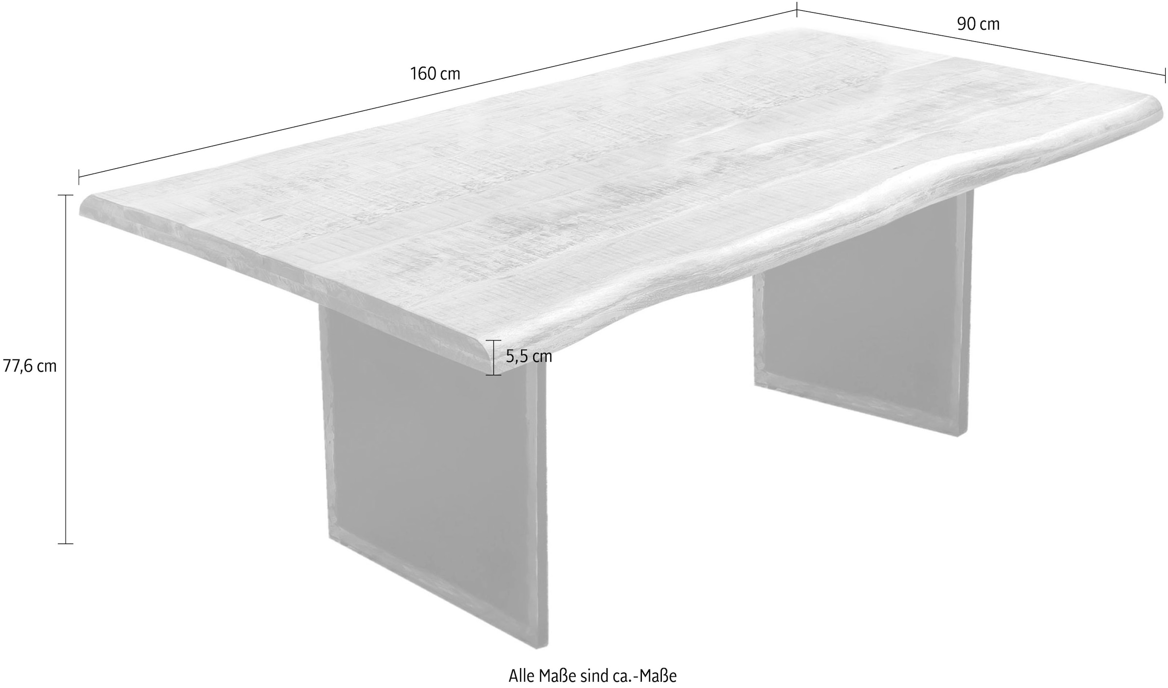INOSIGN Baumkantentisch, (1 St.), mit Baumkante wie gewachsen