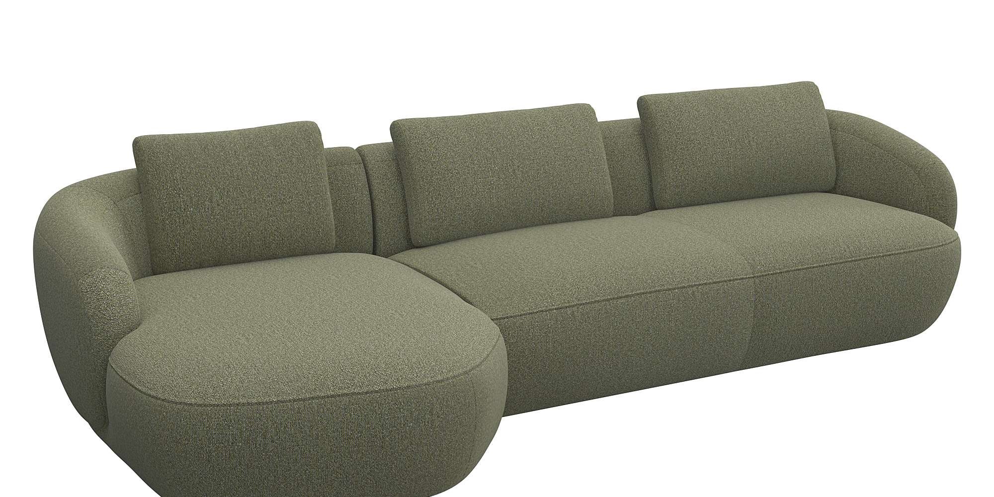 FLEXLUX Wohnlandschaft »Torino, rund, L-Form, Sofa-Ecke mit Recamiere, Longchair-Sofa«, Modernes, organisches Sofa-Design, Kaltschaum, Wellenunterfederung