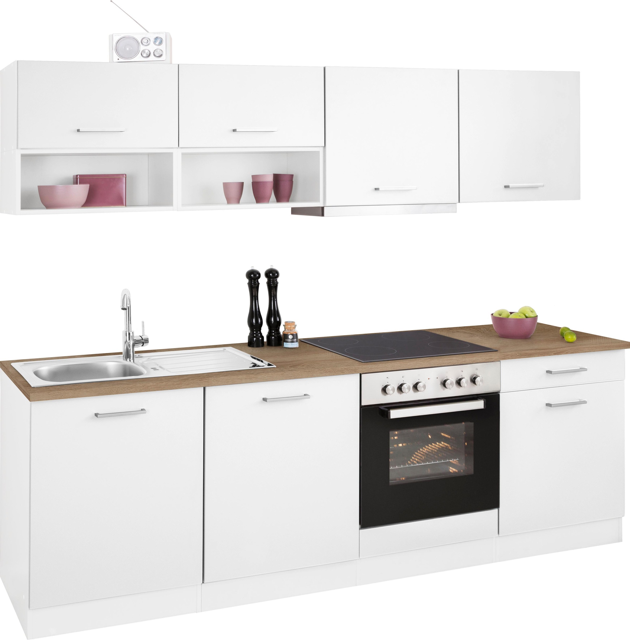 KOCHSTATION Küchenzeile »KS-Visby«, mit E-Geräten, Breite 240 cm inkl. Geschirrspülmaschine