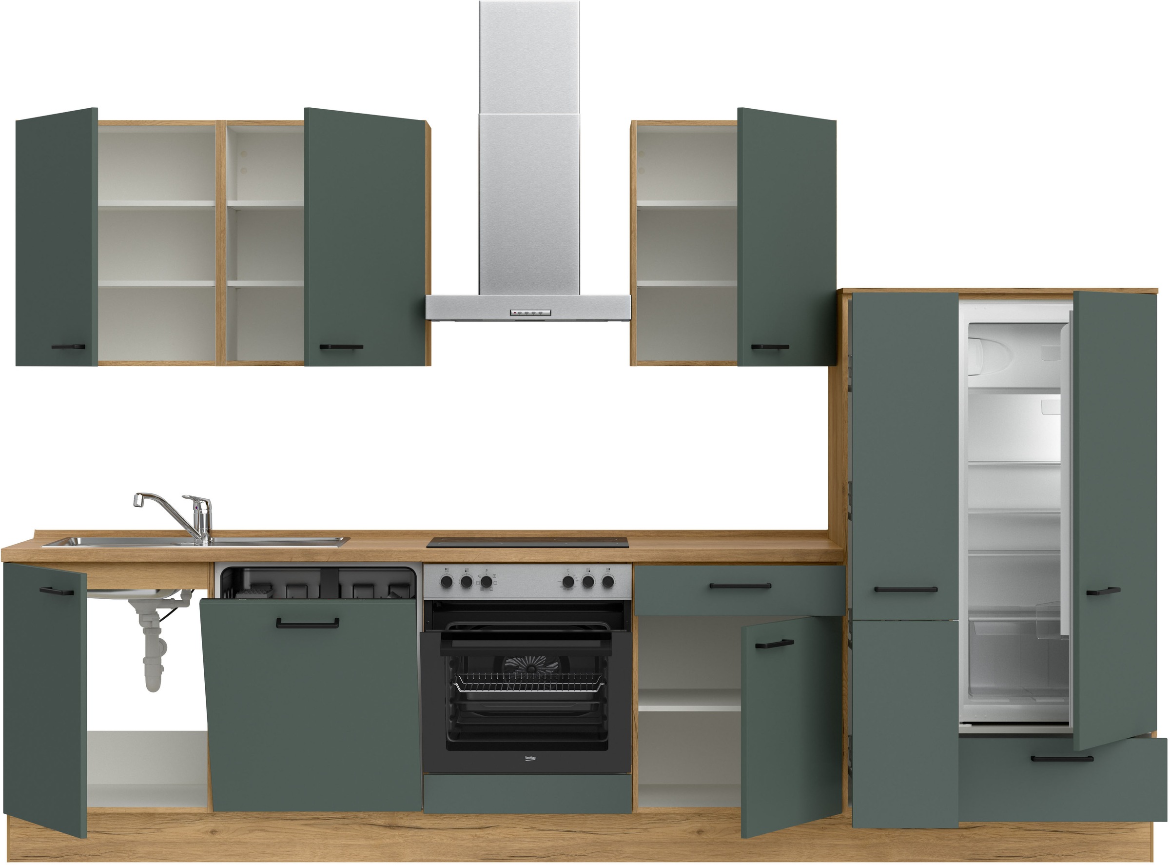 nobilia® Küchenzeile »"Easytouch I"«, vormontiert, Ausrichtung wählbar, Breite 330 cm, wahlw. mit E-Geräten