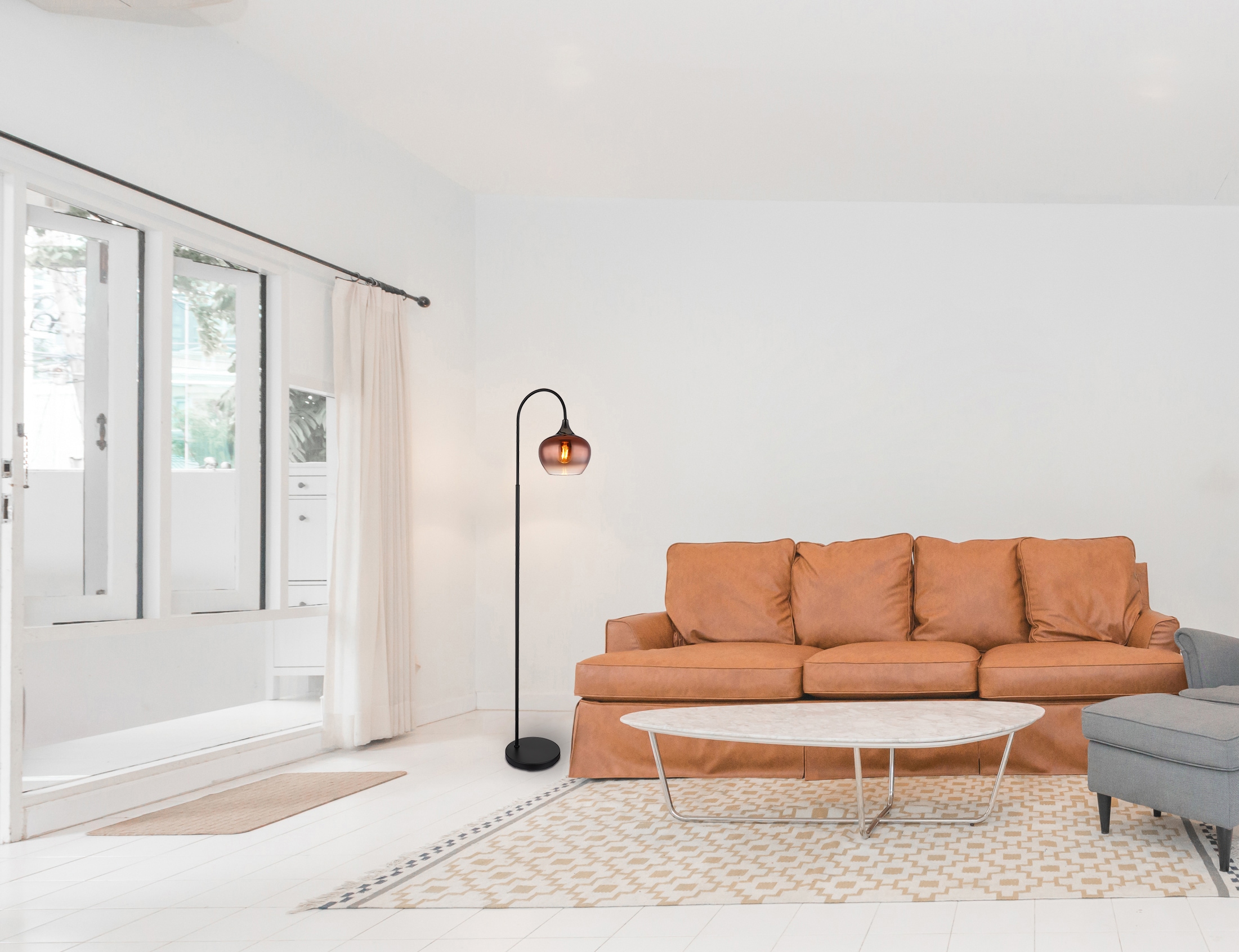 GLOBO LIGHTING Stehlampe »MAXY«, Leuchtmittel E27 | ohne Leuchtmittel, Stehleuchte/Glas kupferfarben/Glas verlaufen/Wohnzimmer/Schlafzimmer