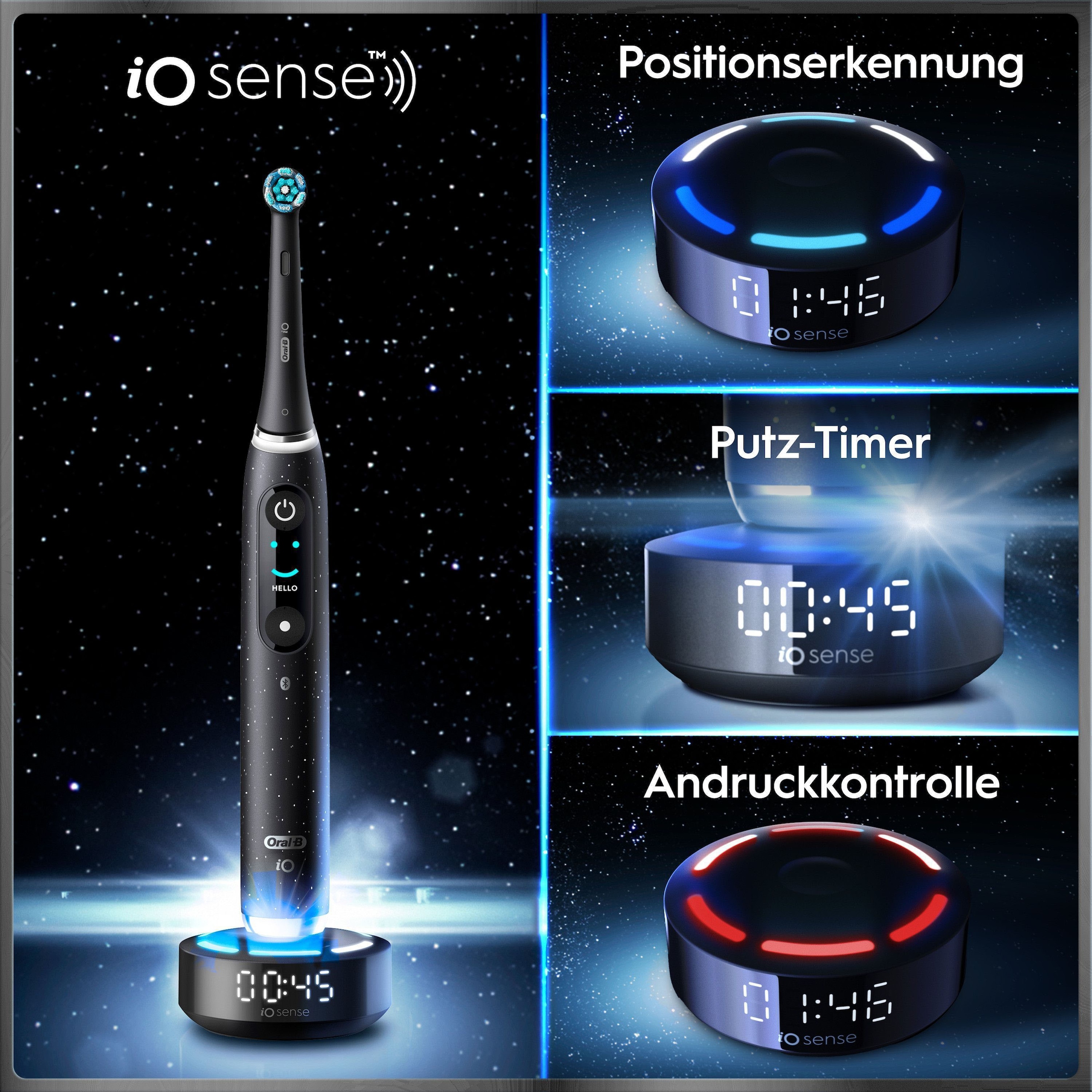 Oral-B Elektrische Zahnbürste »Oral-B iO Series 10« 1 Stk. Aufsteckbürsten iO Sense Zahnputz-Coach | Schnellladestation | Langanhaltender Akku