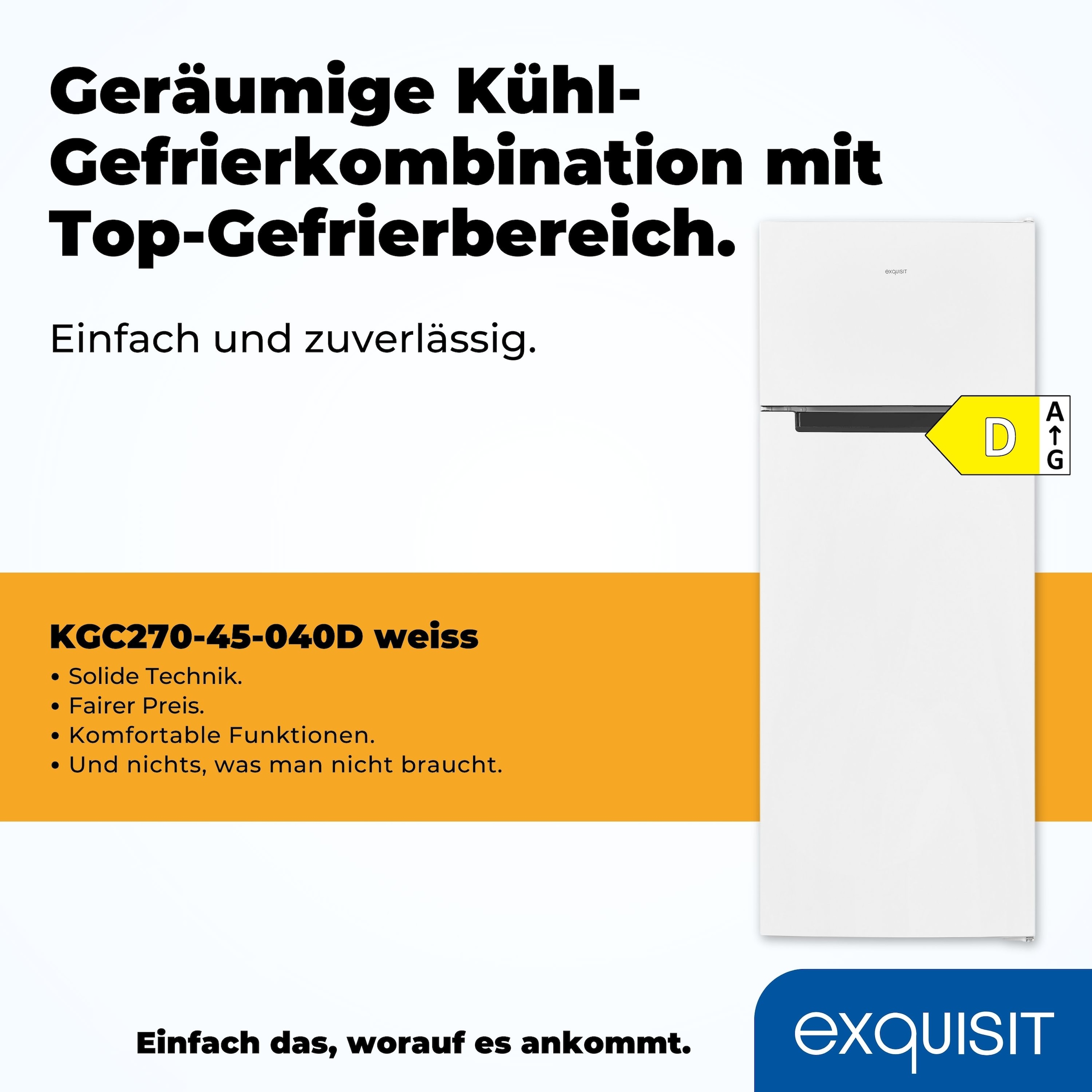exquisit Kühl-/Gefrierkombination »KGC270-45-040D«