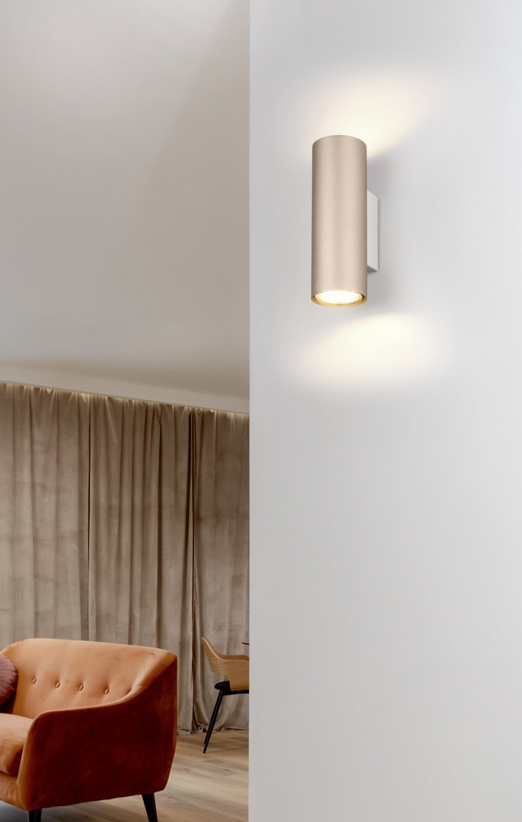 TRIO Leuchten Wandleuchte »MARLEY, 2-flammiger Wandstrahler mit up-and-down Licht, GU10 Wandspot«, 2 flammig, Leuchtmittel GU10 | Leuchtmittel wechselbar, exkl 2xGU10 max 35W, Farbkombination coffee + warm grey, Höhe 18cm