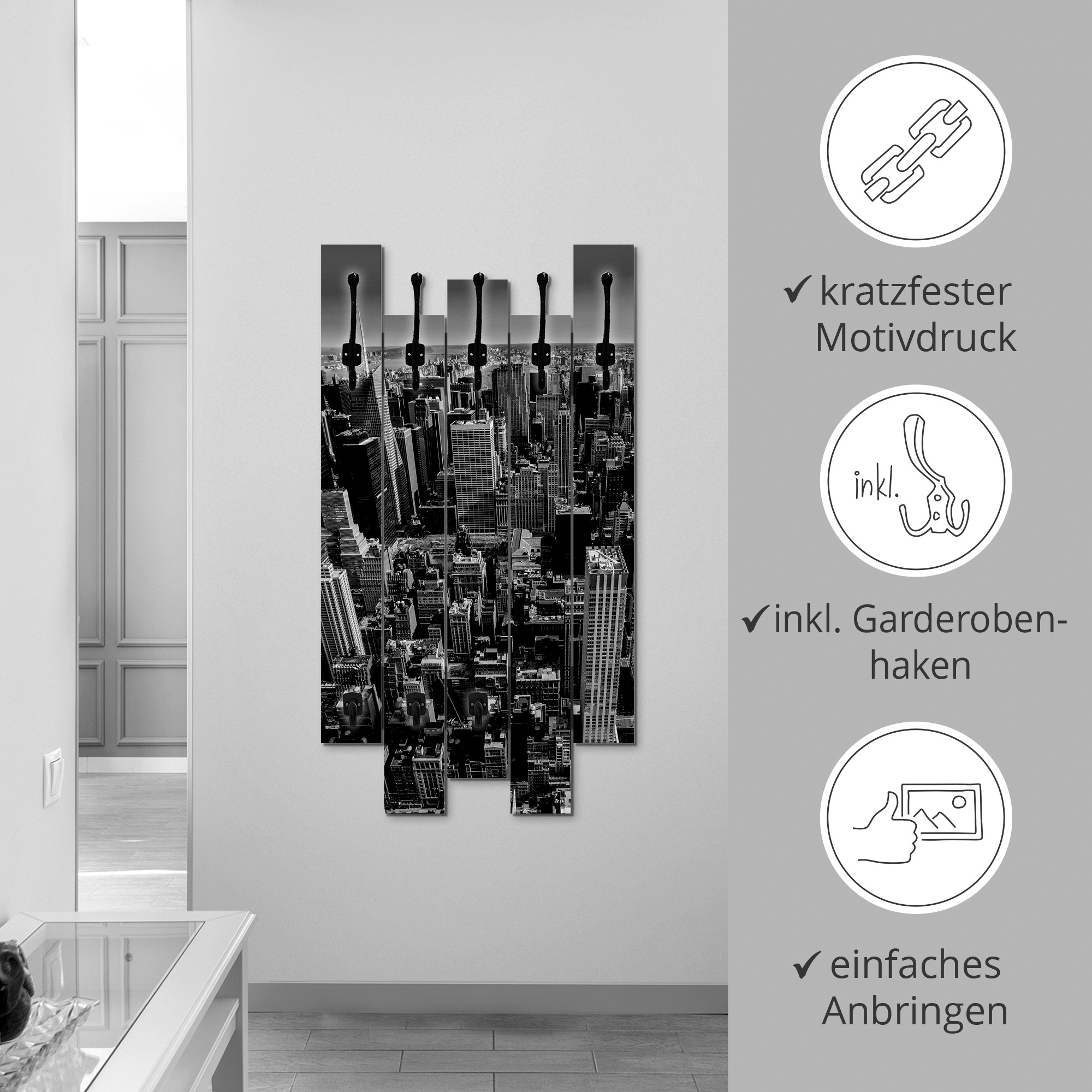 Artland Garderobenleiste »Luftbild von Manhattan New York City USA«, teilmontiert