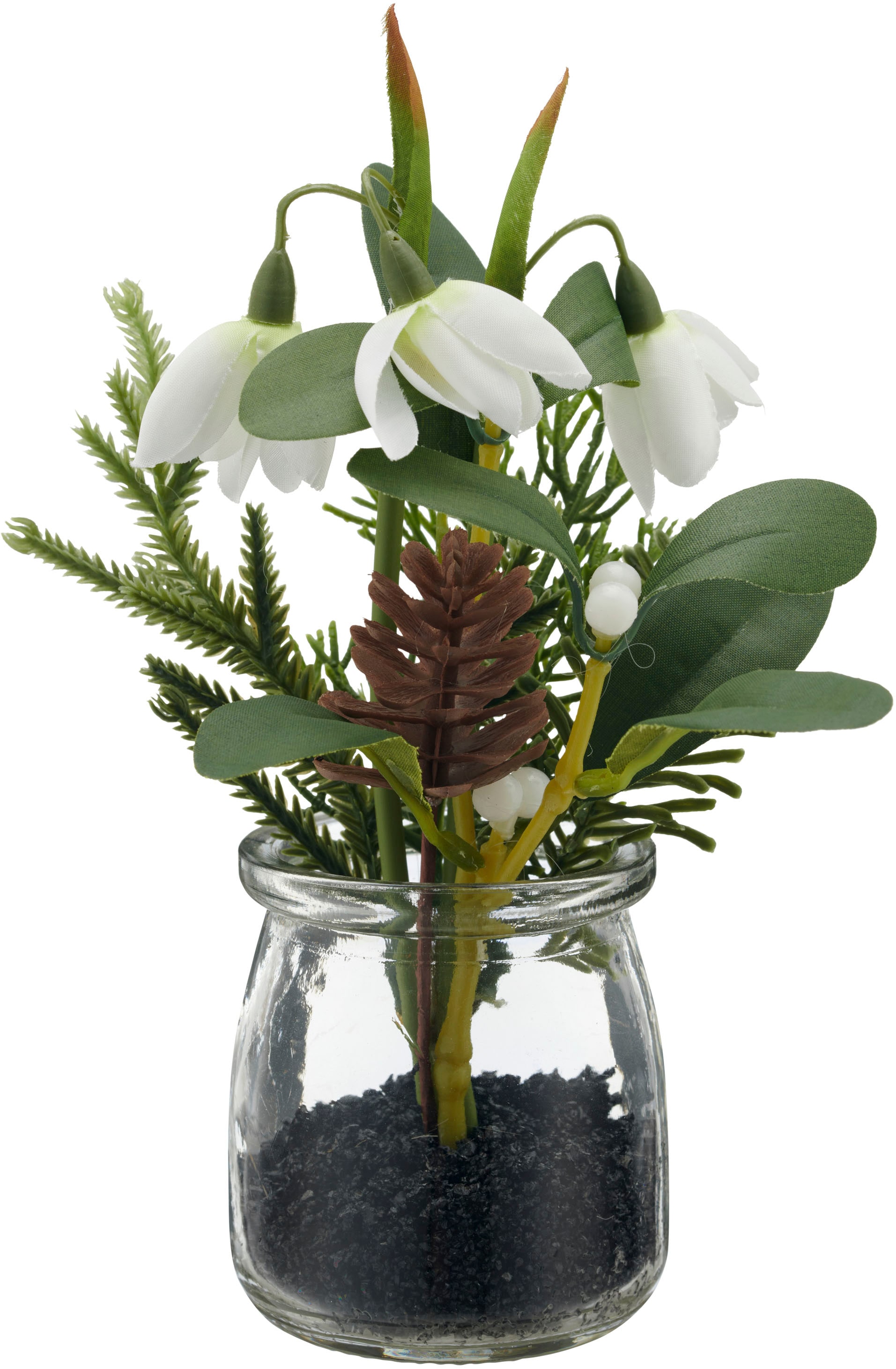 Creativ green Winterliche Kunstpflanze »Schneeglöckchen und Christrose« im attraktiven Glasgefäß