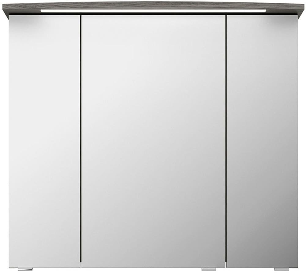 Saphir Badezimmerspiegelschrank »Serie 4010 Badezimmer-Spiegelschrank inkl. LED-Beleuchtung im Kranz«, Badschrank 82 cm breit, 3 Türen, 6 Glas-Einlegeböden, inkl Türdämpfer