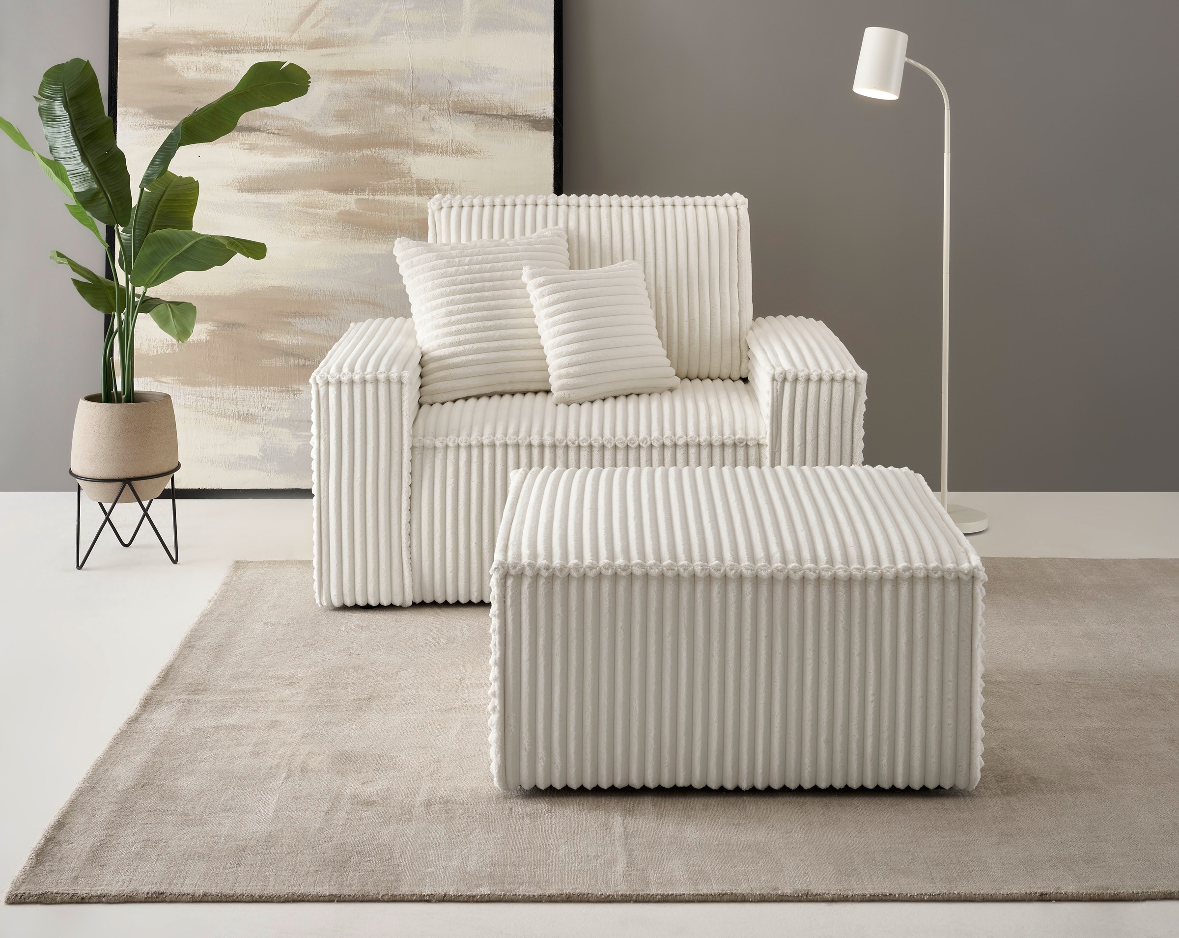 andas Loveseat »FINNLEY, Loveseat & Hocker im Set, trendige Stoffe, inkl. Z günstig online kaufen