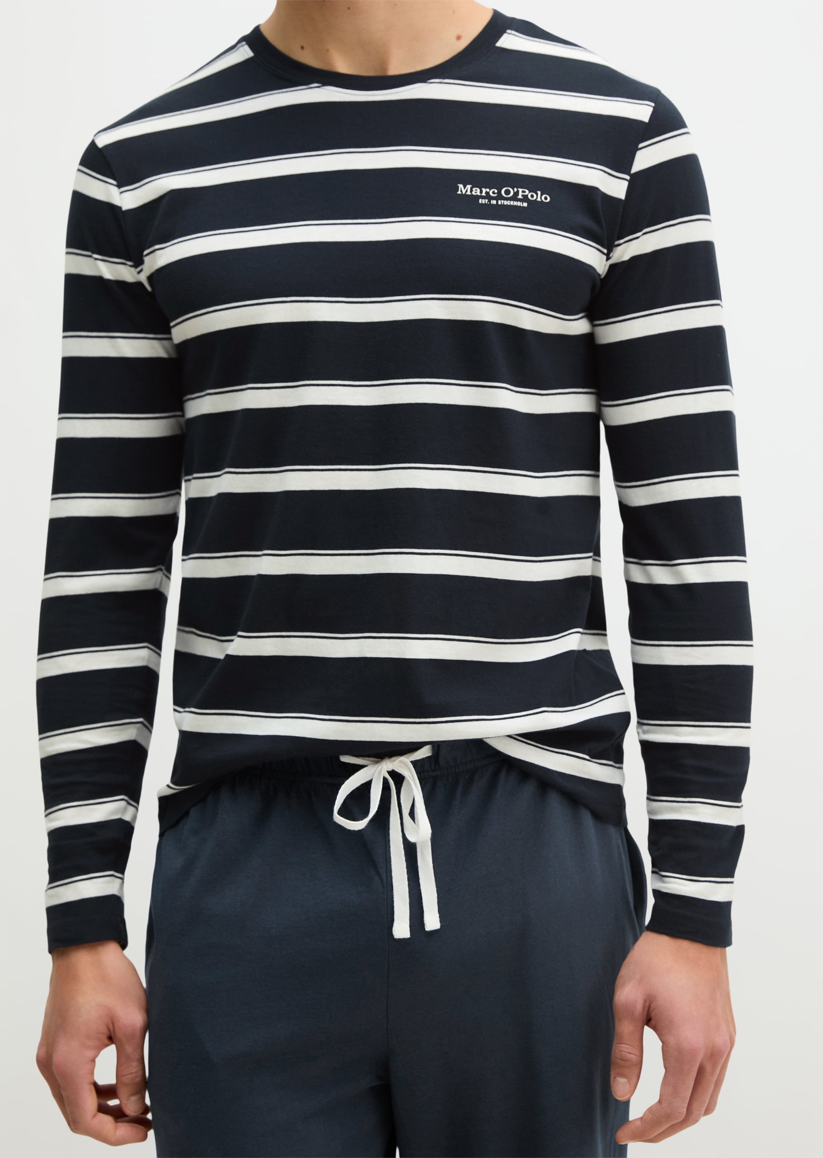 Marc O'Polo Schlafanzug »Mix N Match Cotton« 2 mit langen Ärmeln, Rundhalsausschnitt und Streifen