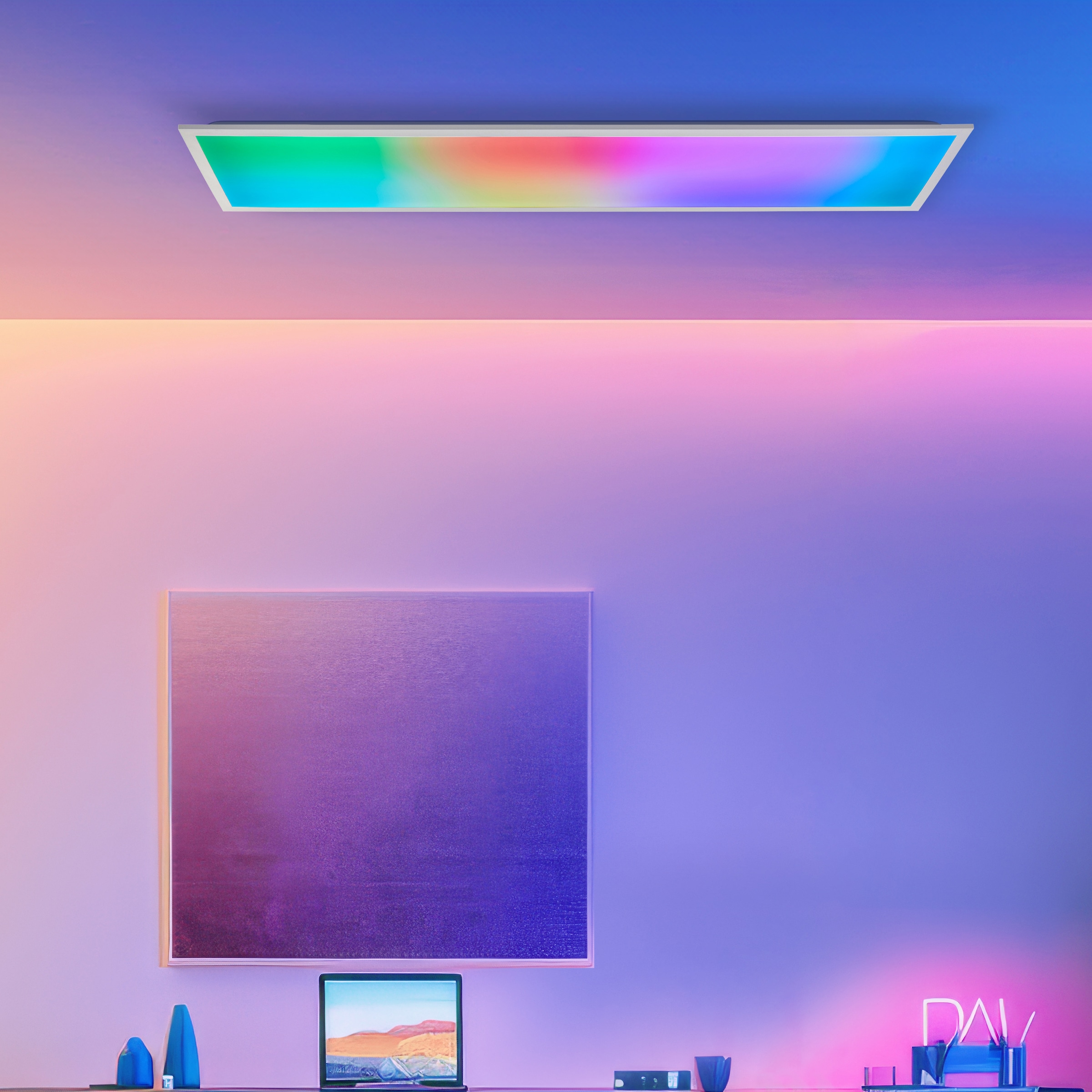 Brilliant LED Deckenleuchte »Briston«, Aufbaupaneel, 120 x 30 cm, 3700 lm, 3000-6500 K, dimmbar, IC-RGB, weiß
