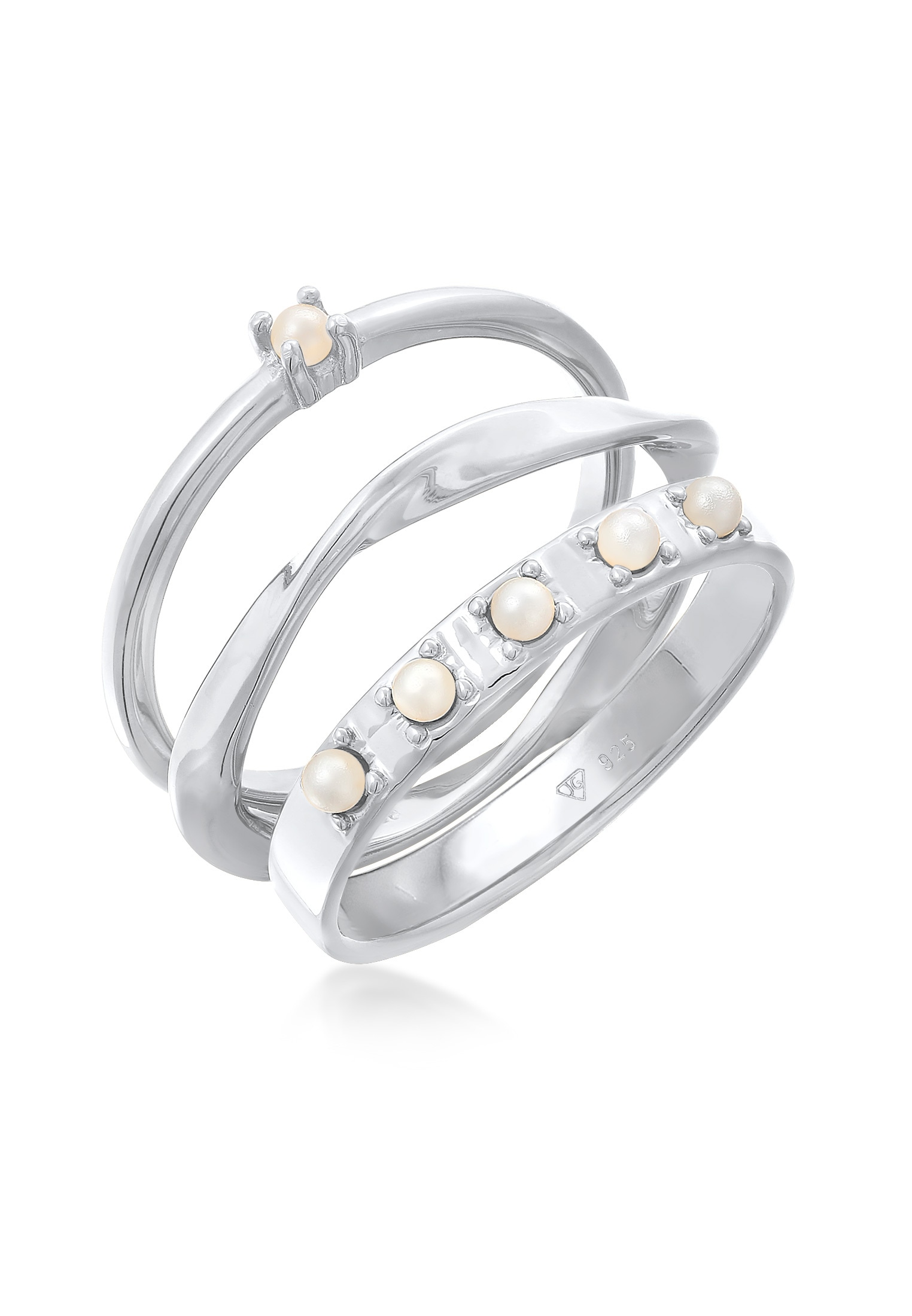 Perlenring »Synthetische Perlen Stapelring Klassik 3er Set 925 Silber«