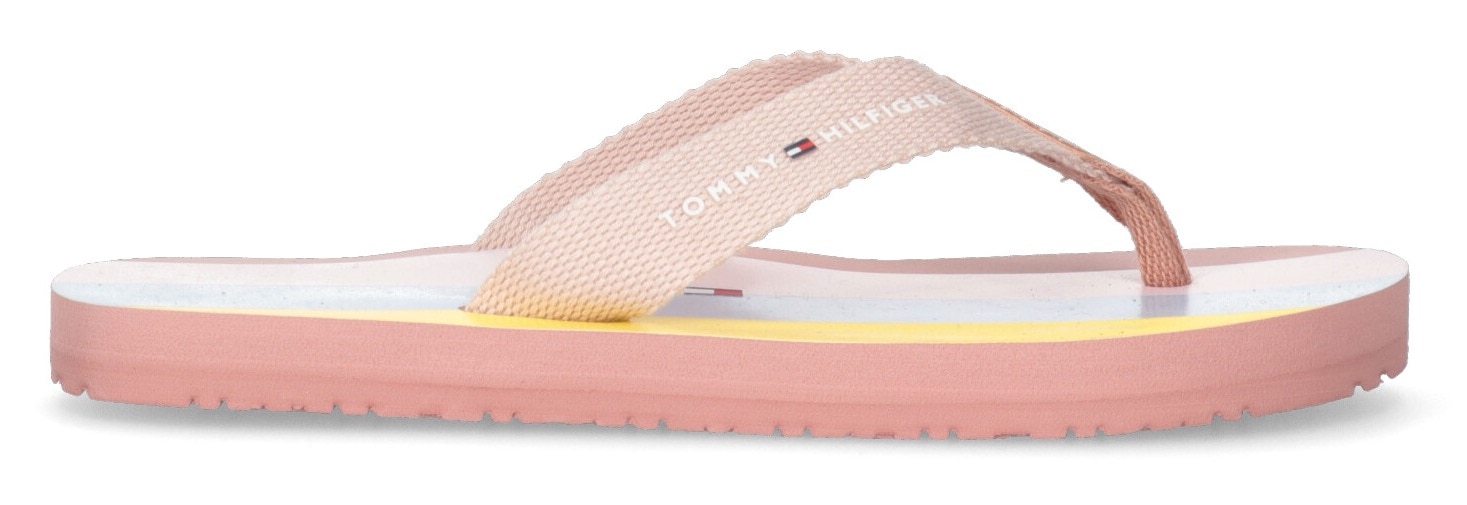 Tommy Hilfiger Zehentrenner »HEART PRINT VELCRO SANDAL«, Sommerschuh, Schlappen, Badeschuh, Poolslides, textiler Zehensteg