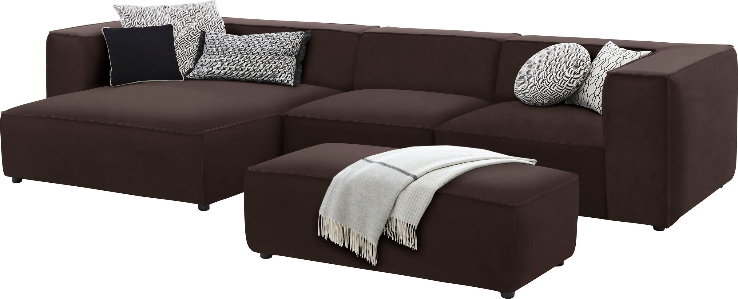 W.SCHILLIG Ecksofa »around-the-block«, mit eleganter Biese, mit Federkern, Breite 341 cm