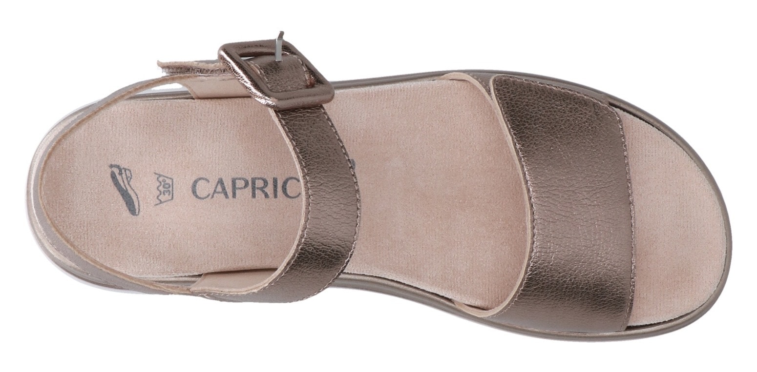 Caprice Riemchensandale, Keilsandalette, Sommerschuh, Bequemschuh in Metallic-Optik