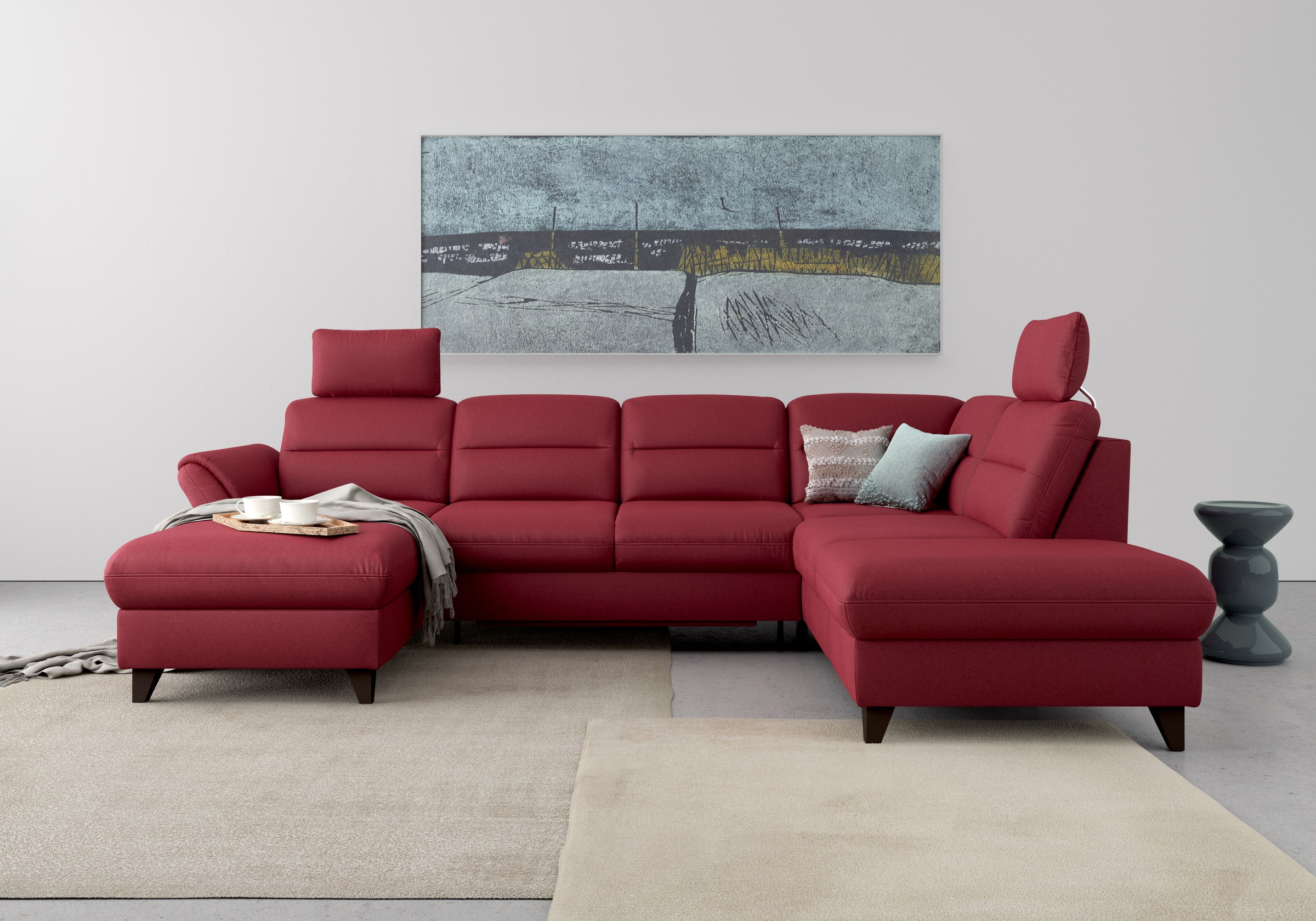sit&more Wohnlandschaft »Mellum U-Form«, Federkern, wahlweise mit Bettfunktion, Stauraum und Armteilfunktion