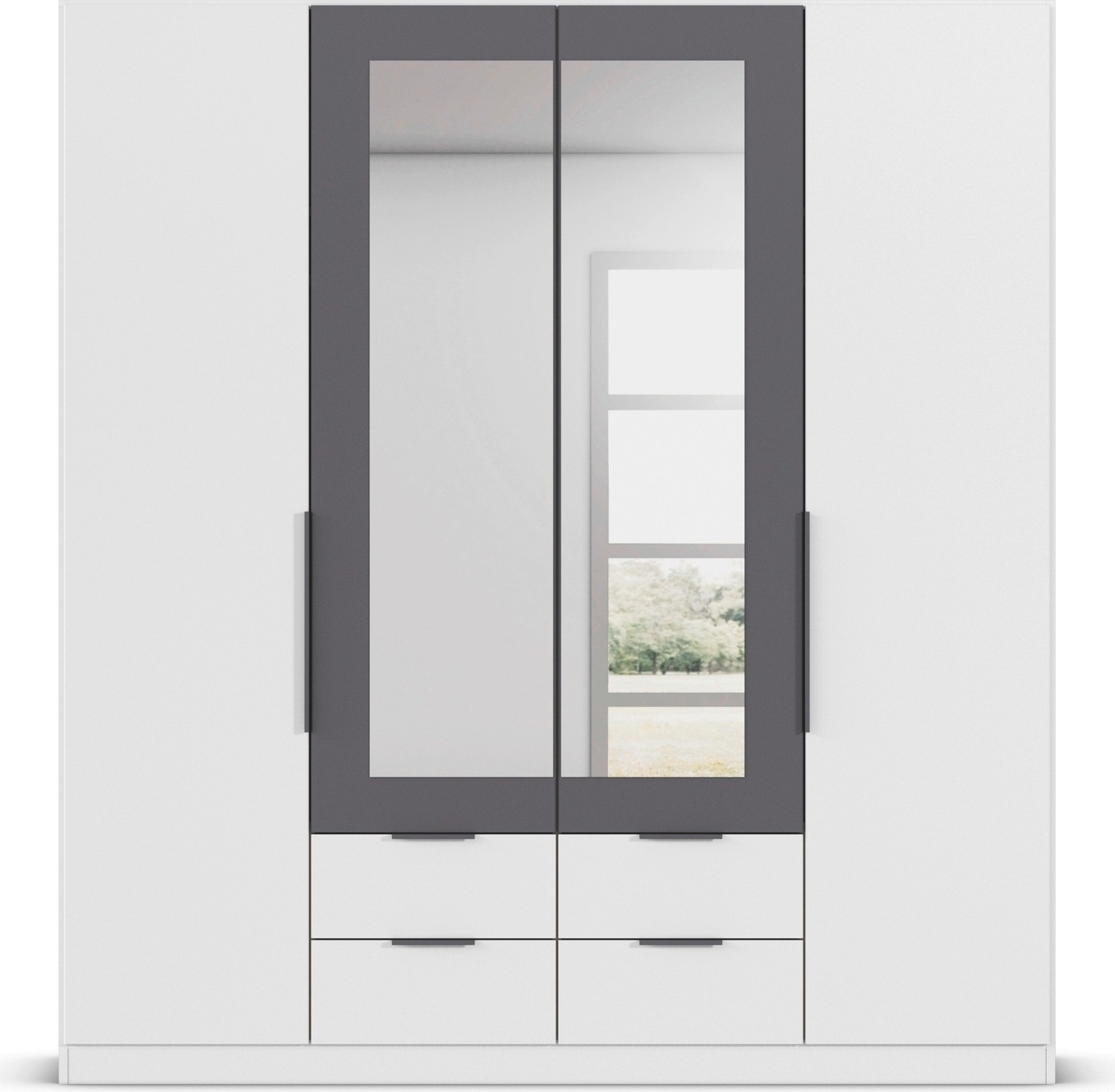 rauch Drehtürenschrank »Kleiderschrank Schrank Garderobe KREFELD optional mit Spiegel«, mit 3 Griff-Varianten, inkl. praktischen Schubladen MADE IN GERMANY