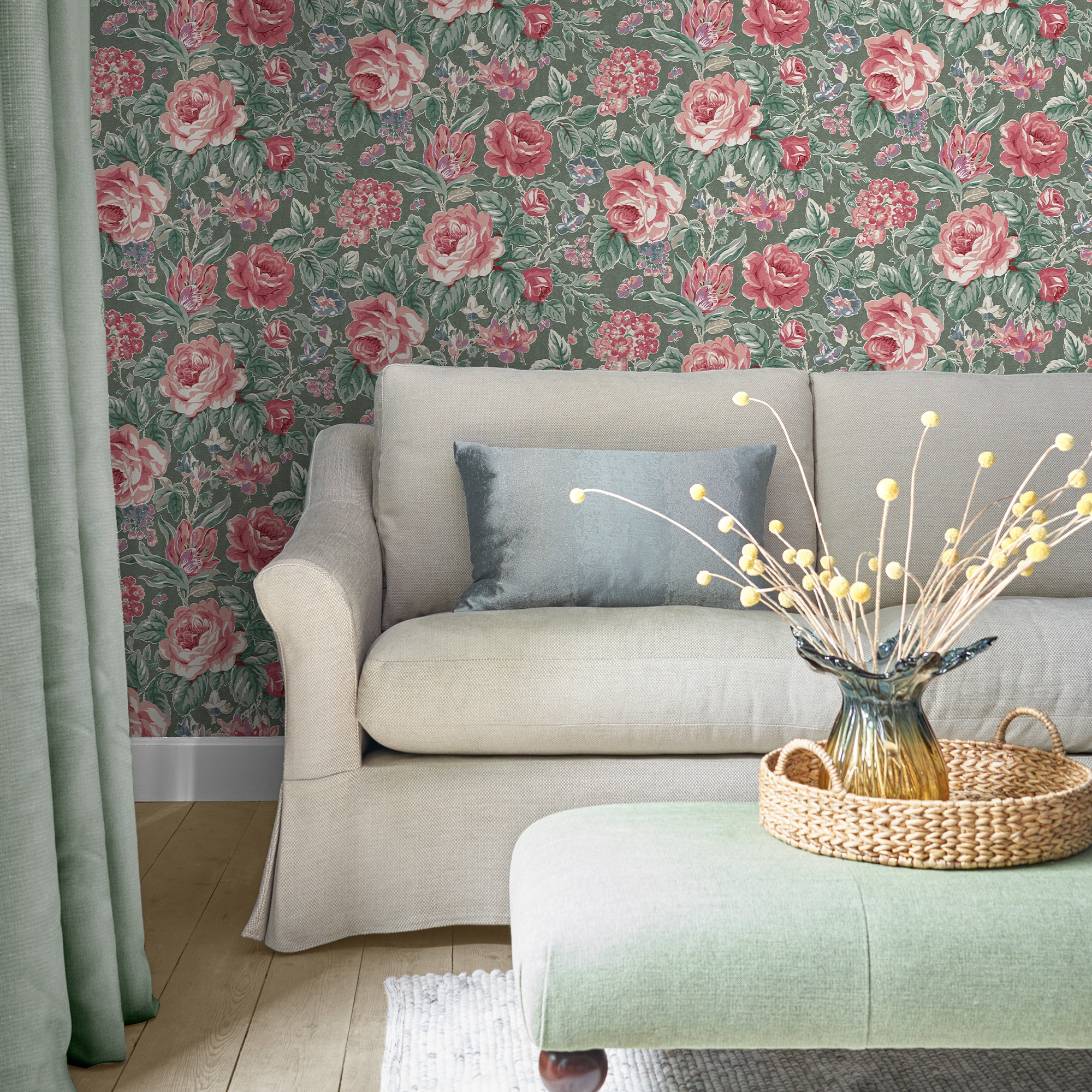 LAURA ASHLEY Vliestapete »Wild Roses« geblümt glatt 10mx52cm (ca. 5m2) günstig online kaufen
