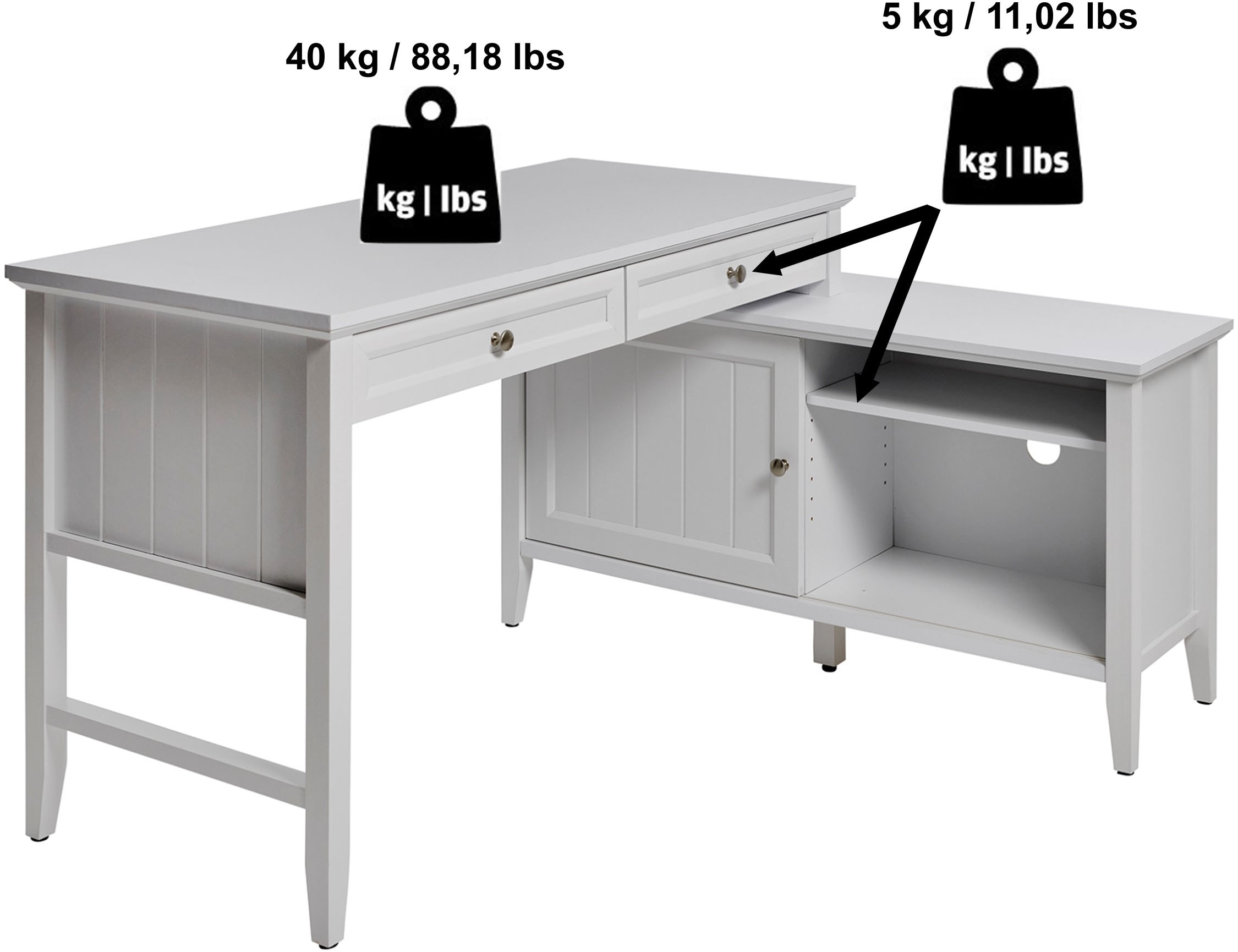 Jahnke Eckschreibtisch »CLASSIC C 145 E«, wechselseitig montierbar, mit Schiebetür, Schenkelmaß 144,9 x 120 cm