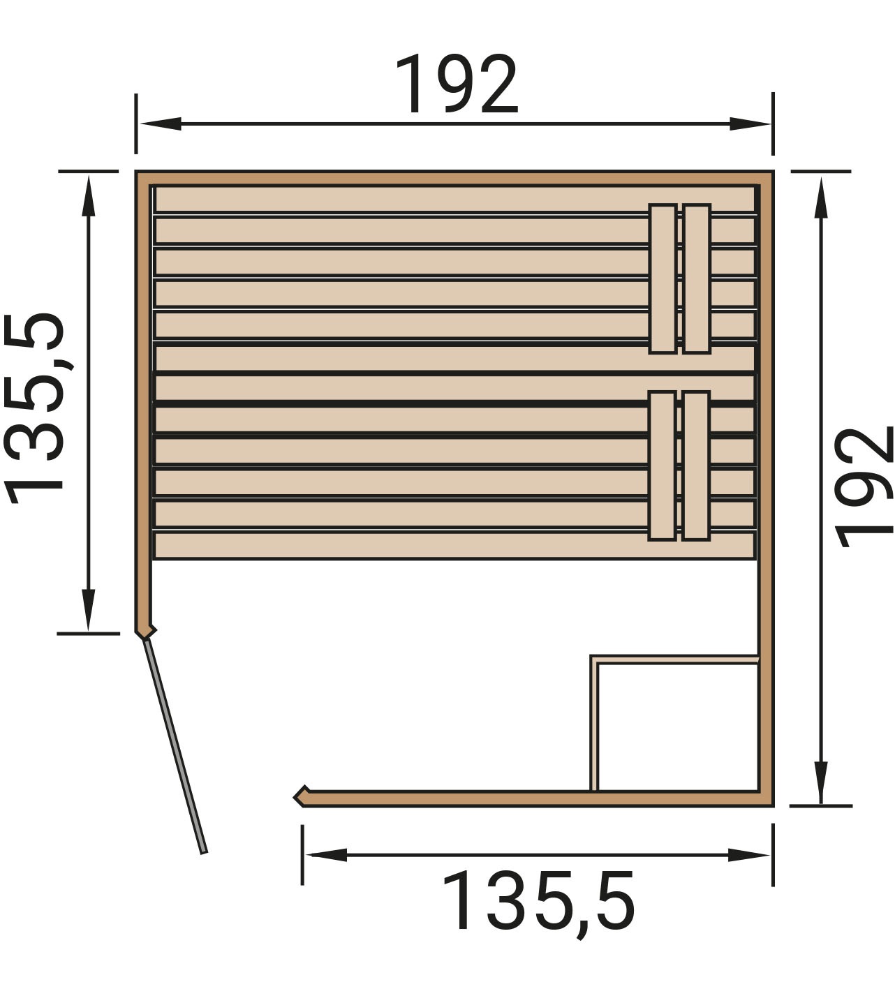 weka Sauna »Massivholz-Elementsauna LAUK« Blockbohlen, vorgefertigte Elemente