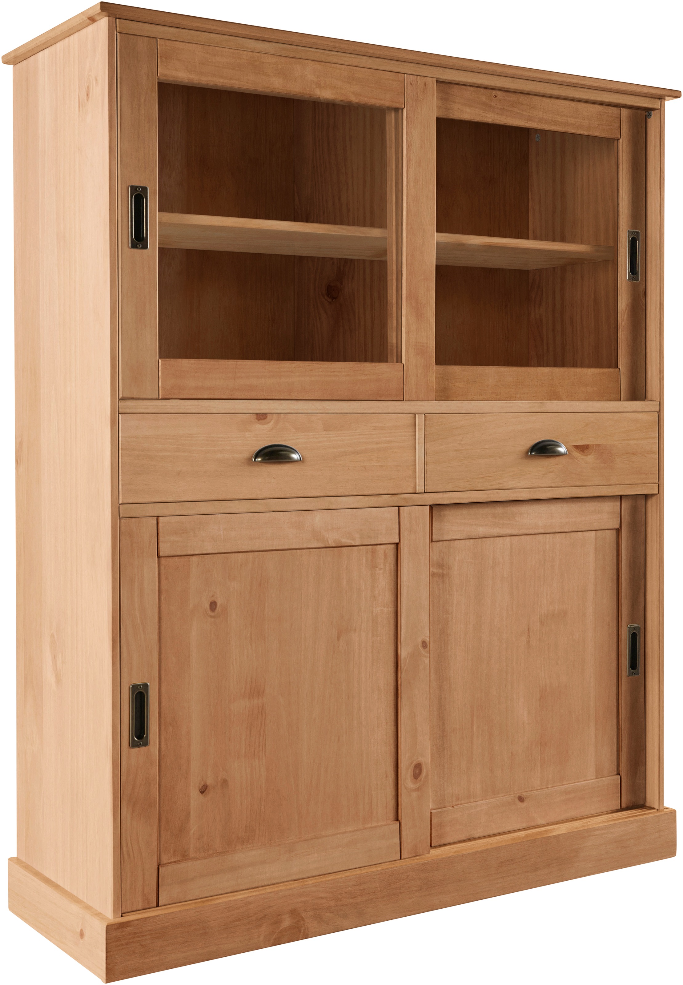 Home affaire Highboard »Schröder«, Vitrine aus massivem Kiefernholz, Breite 114 cm