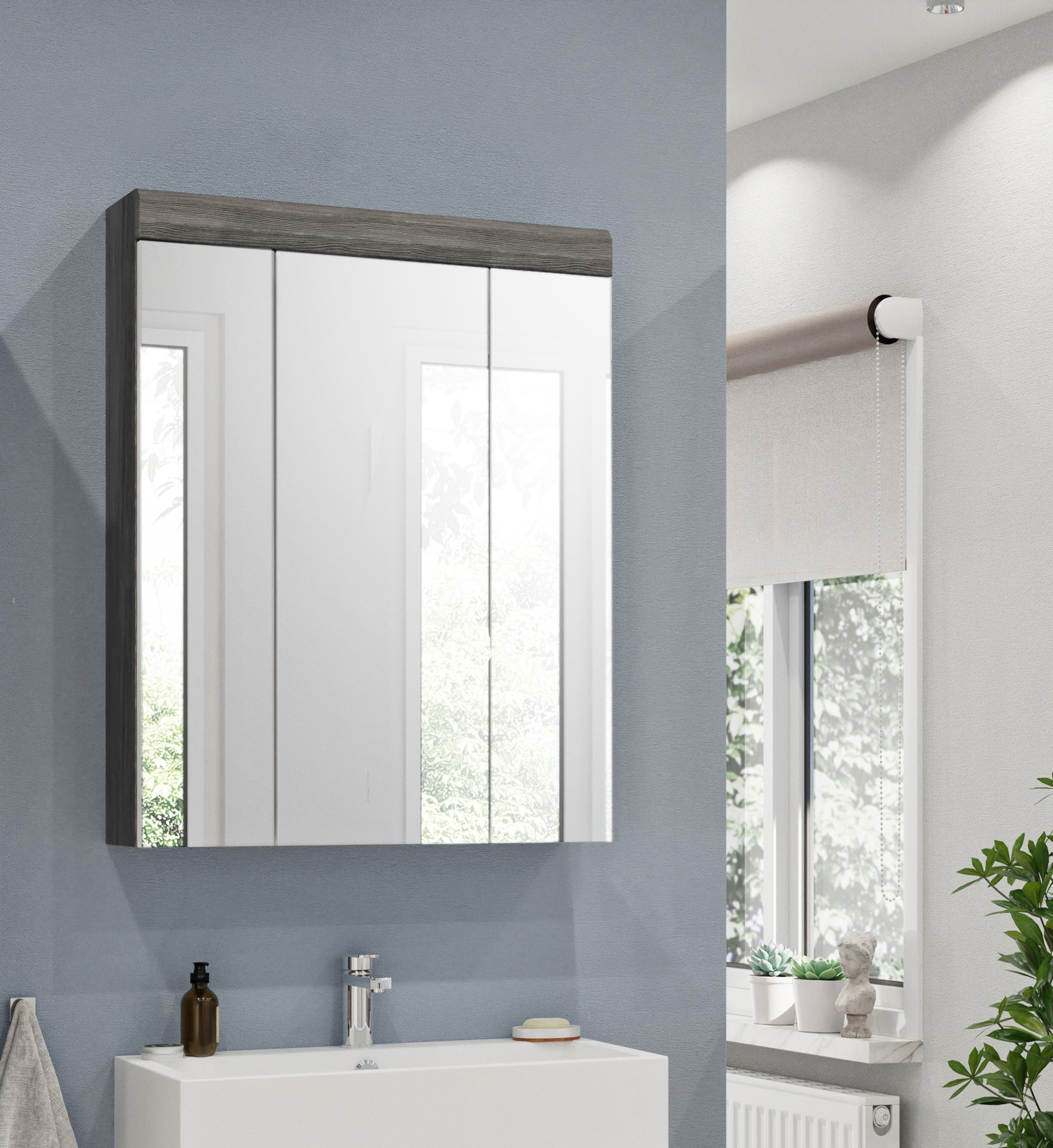 INOSIGN Badezimmerspiegelschrank »Siena, Breite 60cm, 3 Spiegeltüren, 9 Fäc günstig online kaufen