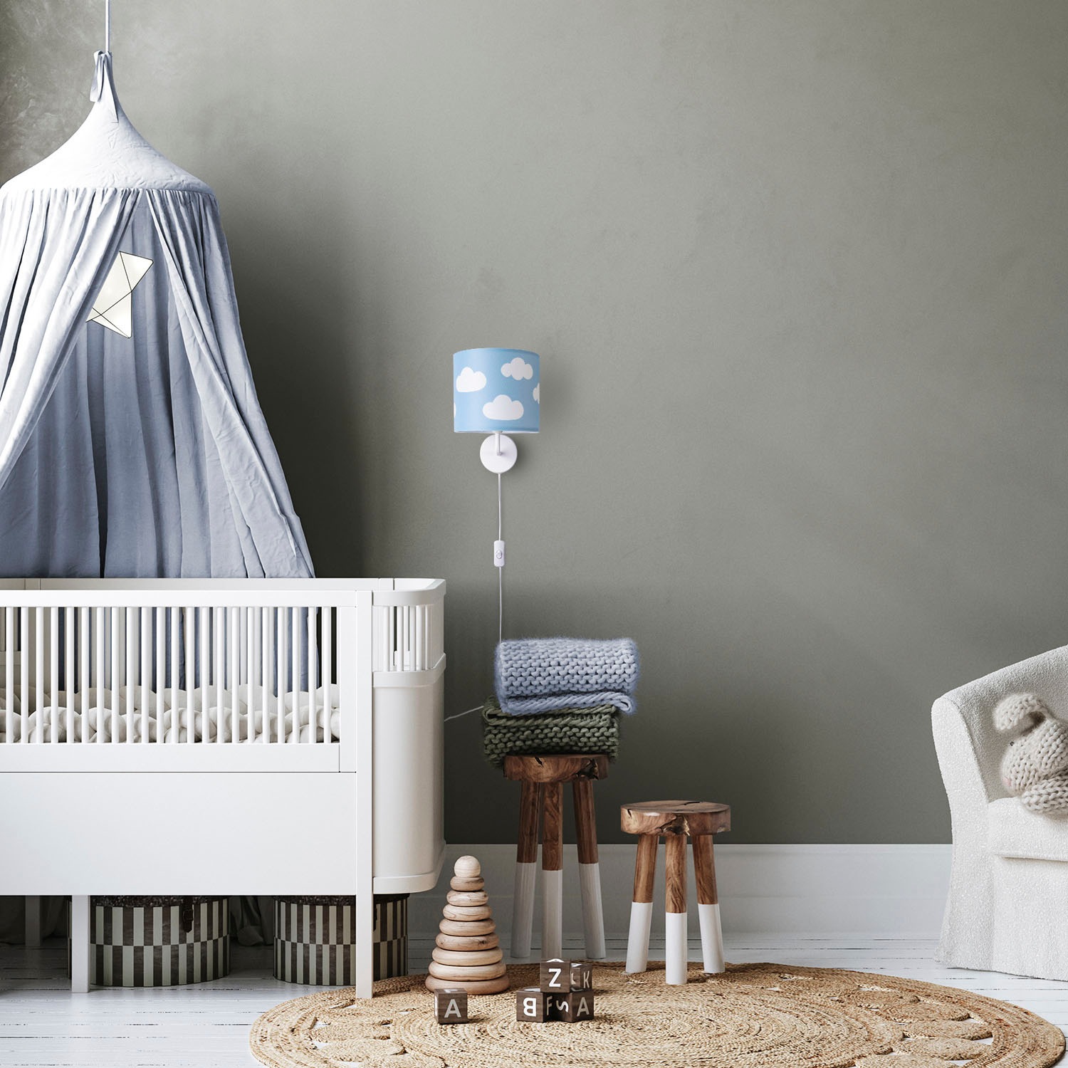 Paco Home Wandleuchte »Luca Cosmo«, Leuchtmittel E14 | ohne Leuchtmittel, Kinderzimmer Wandleuchte Kind Kinderlampe Wolken Himmel Mit Stecker