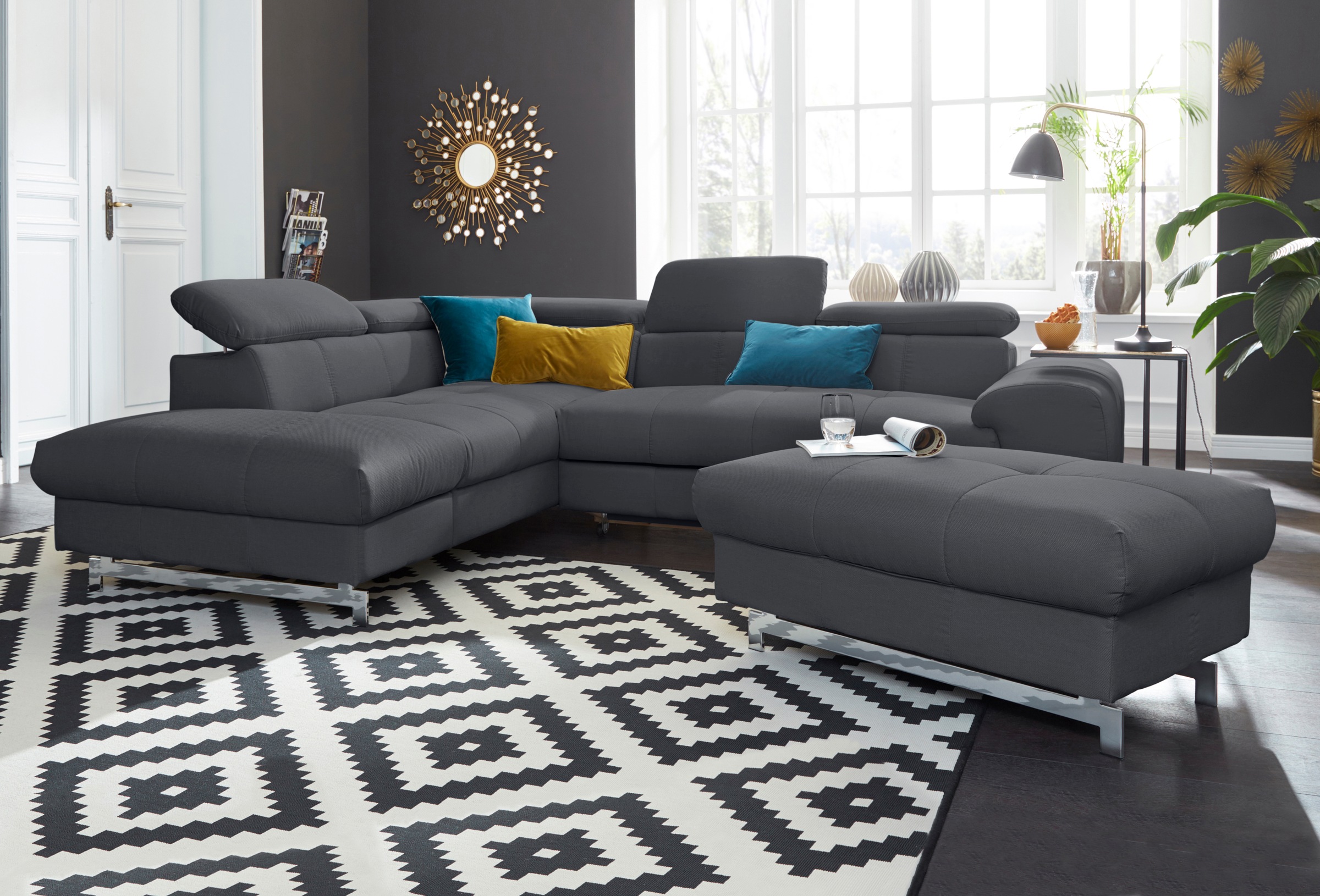 COTTA Ecksofa »Chef L-Form«, mit Kopfteilverstellung, wahlweise mit Bettfunktion & Bettkasten