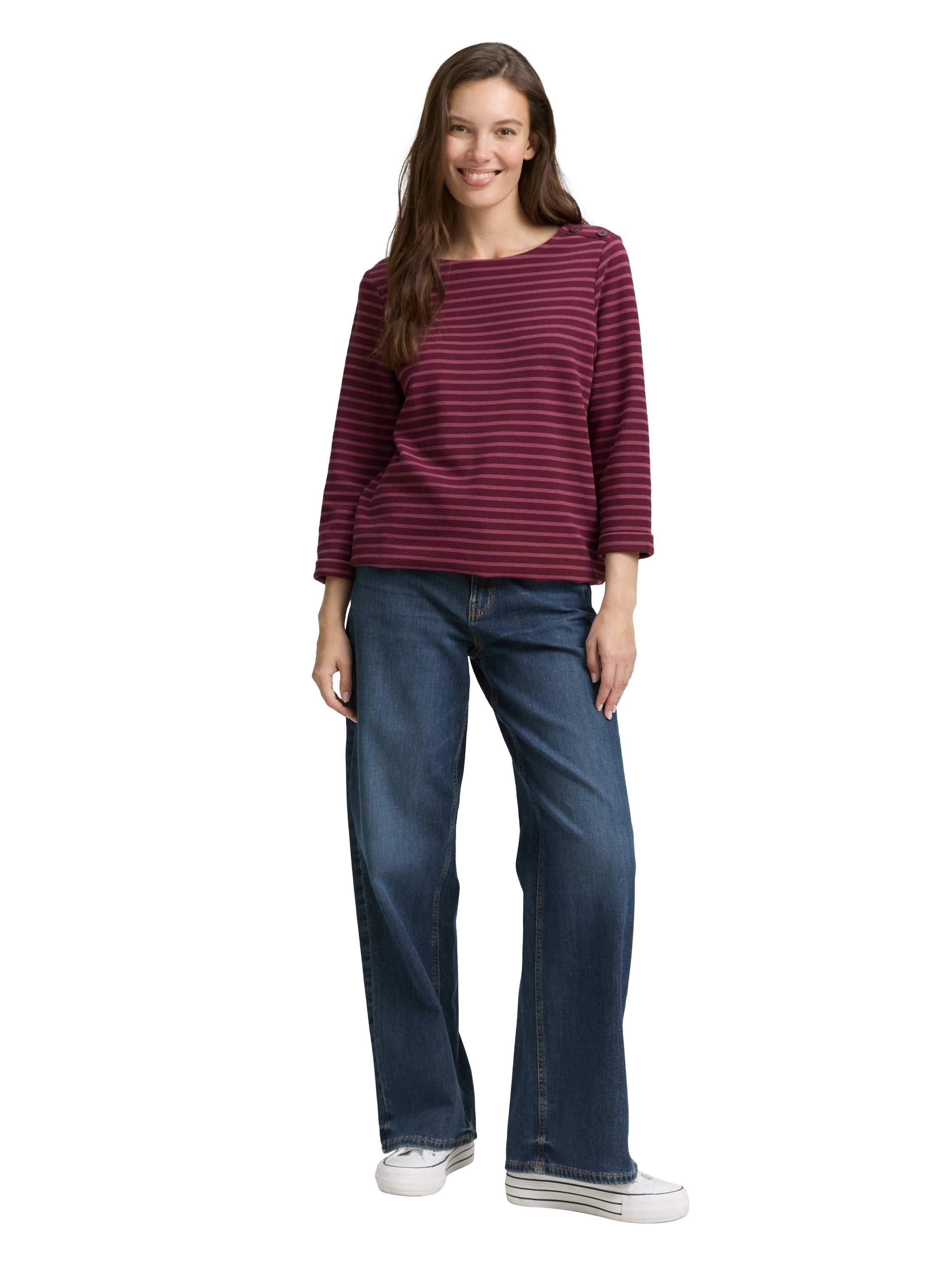 TOM TAILOR Langarmshirt mit Knöpfen an der Schulter