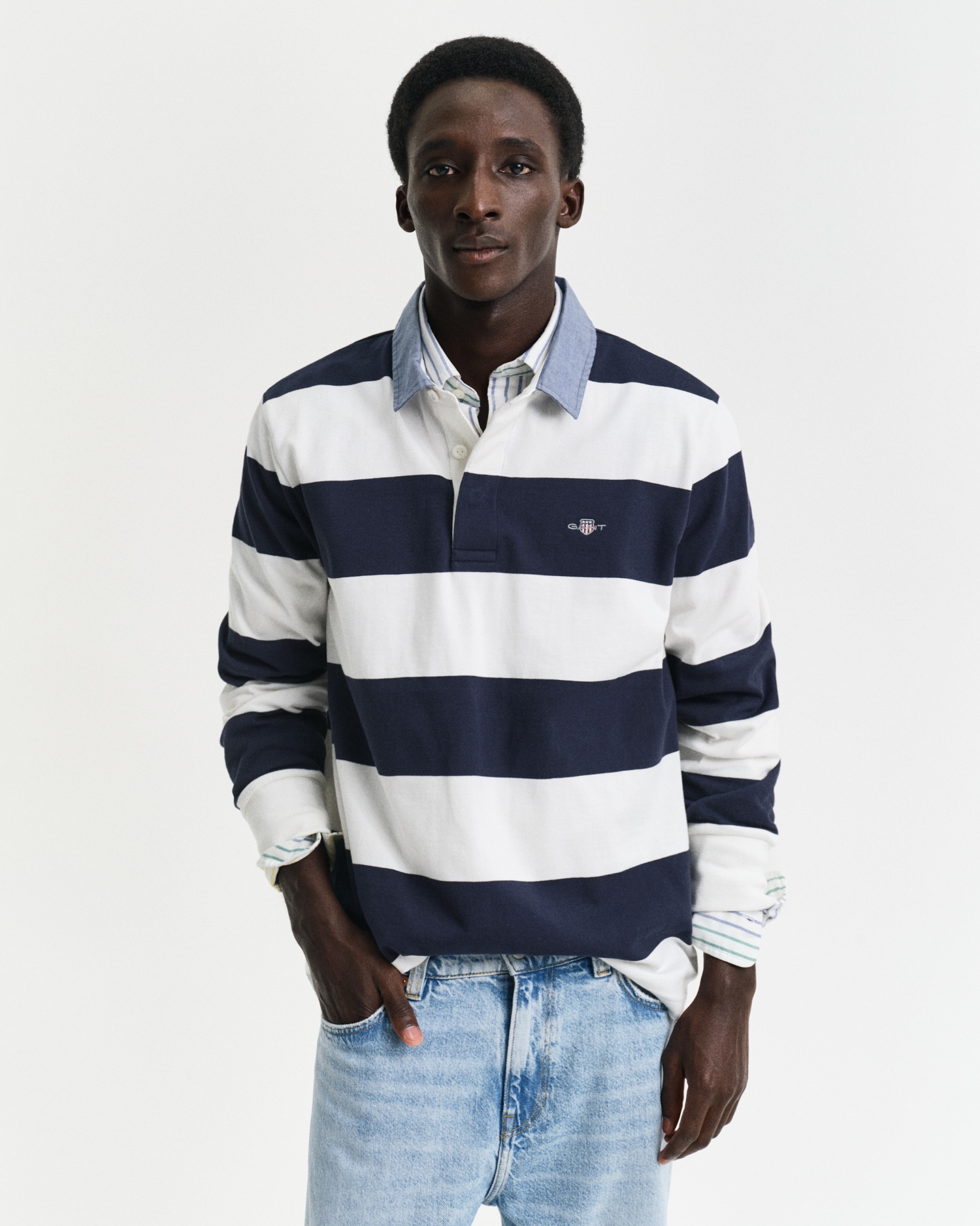 Gant Langarm-Poloshirt »REG CHAMBRAY STRIPE HEAVY RUGGER«