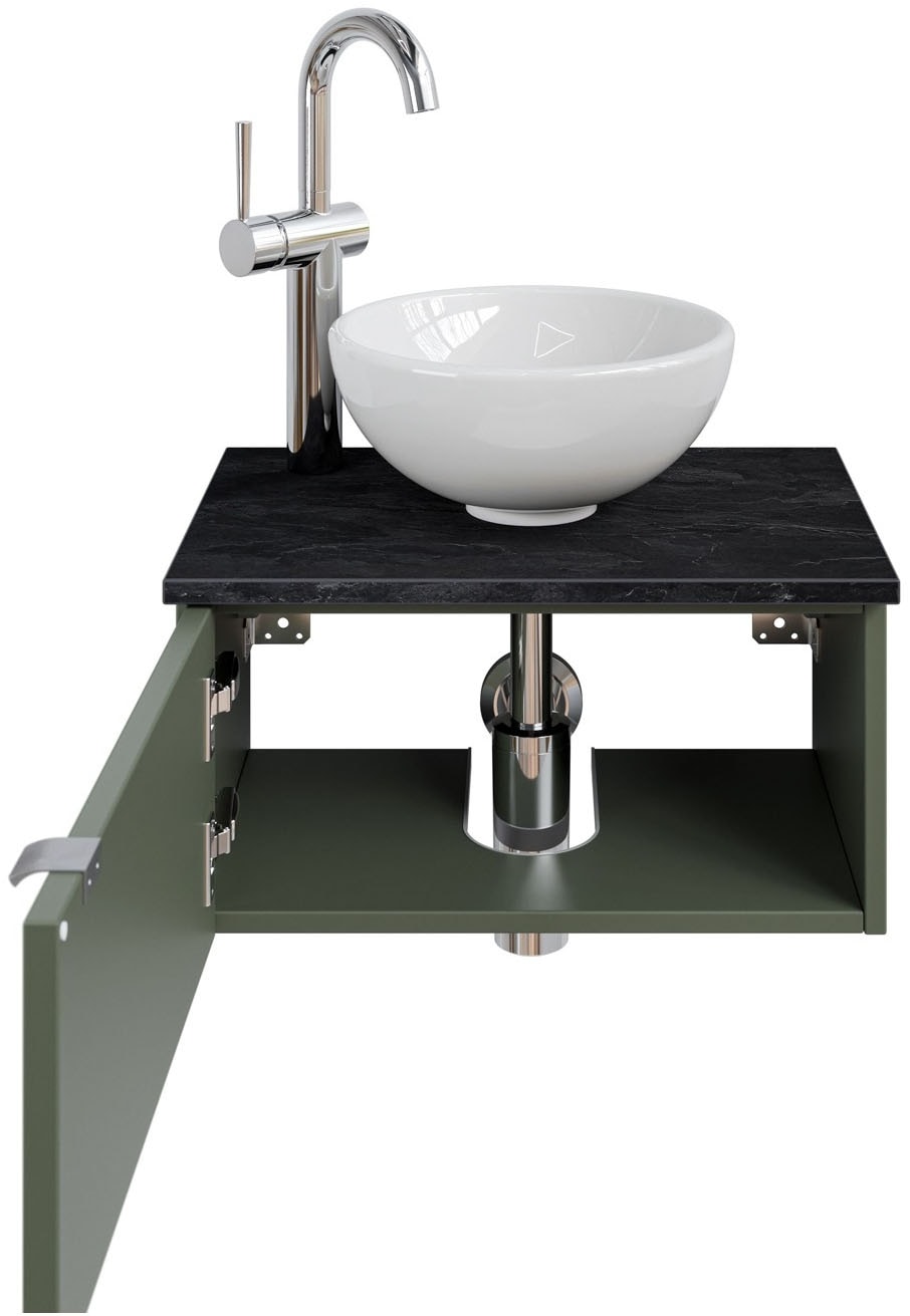 Saphir Waschtisch »Serie 6915 Waschschale mit Unterschrank für Gästebad, Gäste WC«, 51 cm mit Keramik-Aufsatzbecken und 1 Tür