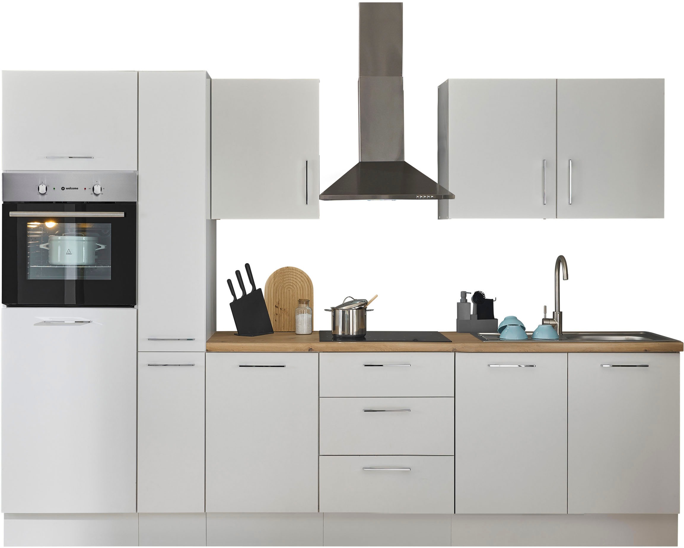 BASIC by Balculina Küchenzeile »Turin«, Breite 300 cm, wahlweise mit E-Gerä günstig online kaufen