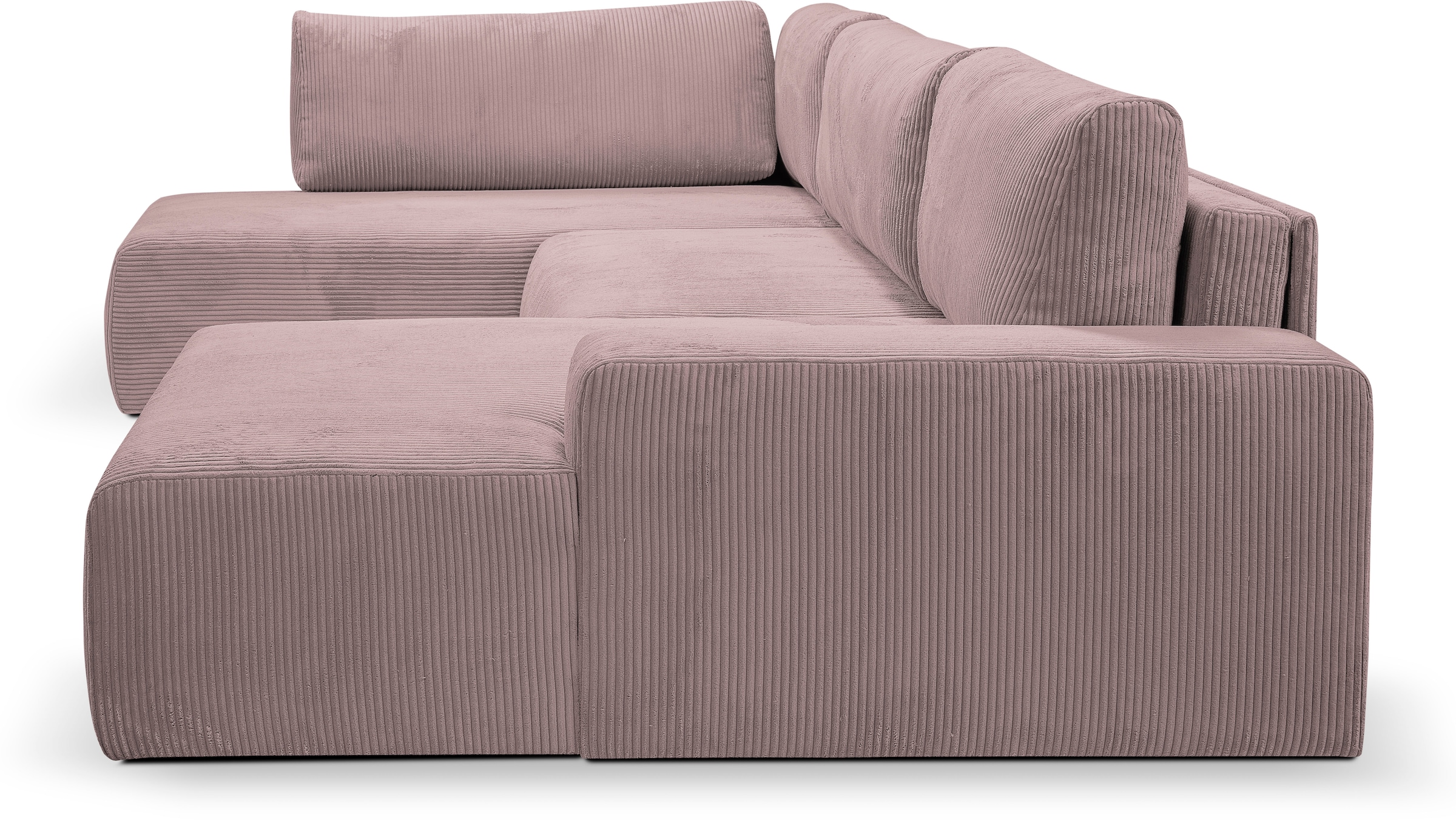 WERK2 Wohnlandschaft »Rotterdam 325 x 190 cm mit Bett und Bettkasten, bequem, viel Platz« Cord, U-Form, XXL, Schlaffunktion, Bettkasten