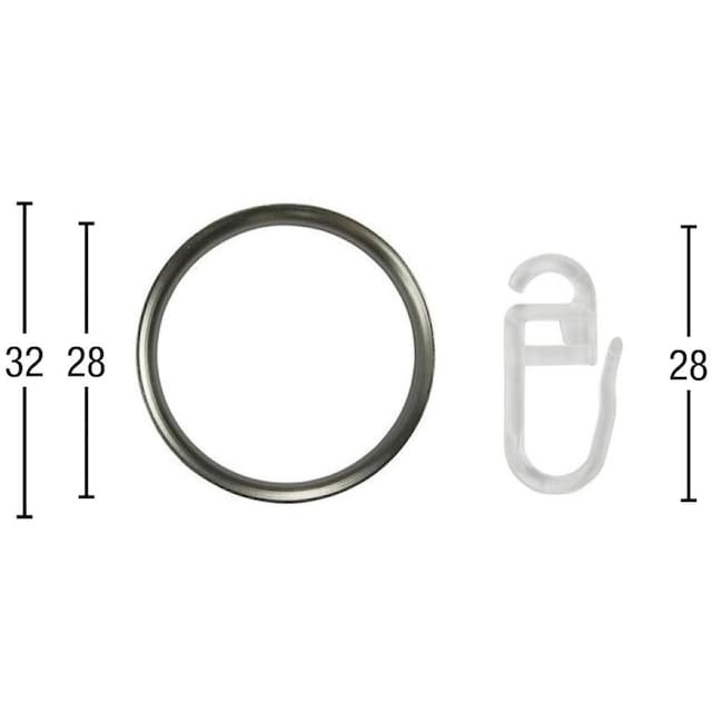 GARESA Gardinenring »Ring mit Haken«, (Set, 20 St., mit Faltenlegehaken),  Aluminium bequem und schnell bestellen