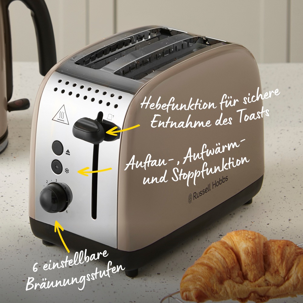 RUSSELL HOBBS Toaster »Colours Plus+ Mocha 26931-56« 1100 W 2 extra breite günstig online kaufen