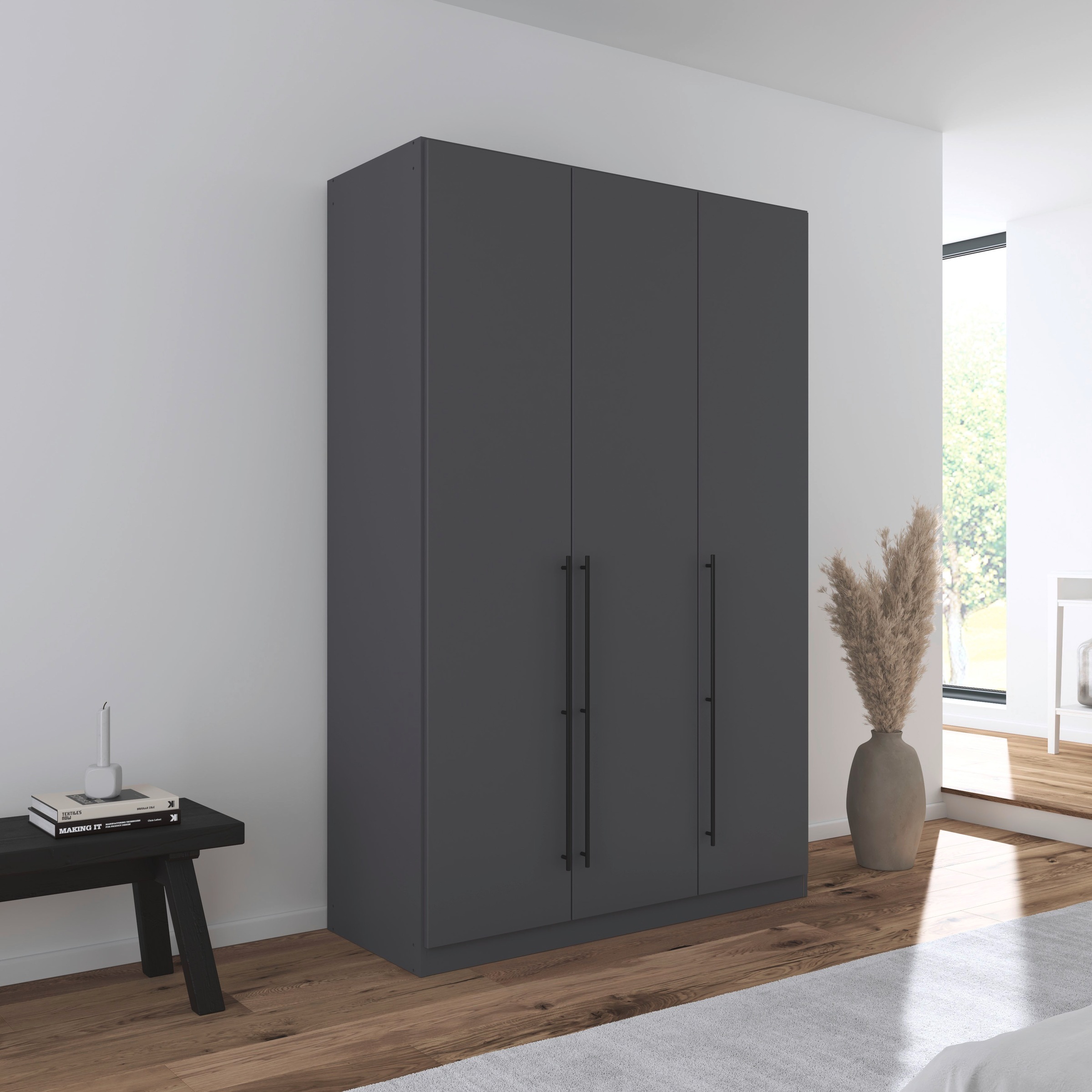 rauch Kleiderschrank »Drehtürenschrank Schrank Garderobe Wäscheschrank Schlafzimmer AVOLA«, (in 3 verschiedenen Ausstattungen BASIC/CLASSIC/PREMIUM), mit hochwertigen Stangengriffen in Schwarz aus Metall MADE IN GERMANY