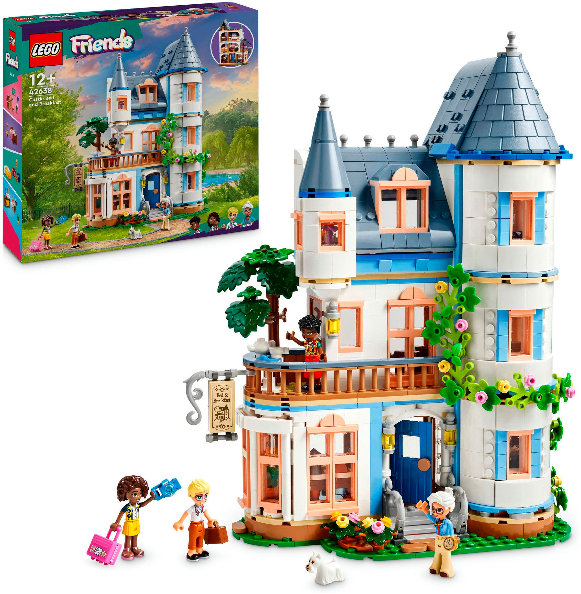 LEGO® Konstruktionsspielsteine »Burg mit Ferienunterkunft (42638), LEGO Friends«, (1311 St.), Made in Europe