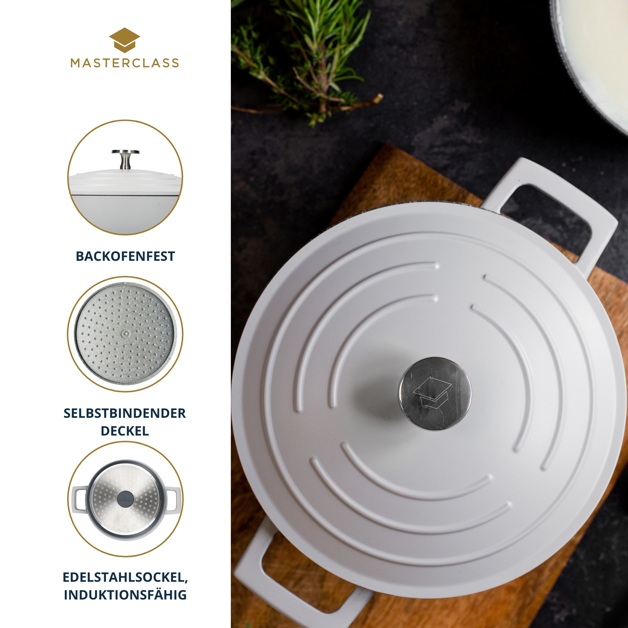 Master Class Kasserolle »MasterClass«, Aluminiumguss, flach, 2,5 L, ultraleicht, kratzfeste Antihaftbeschichtung, Induktion