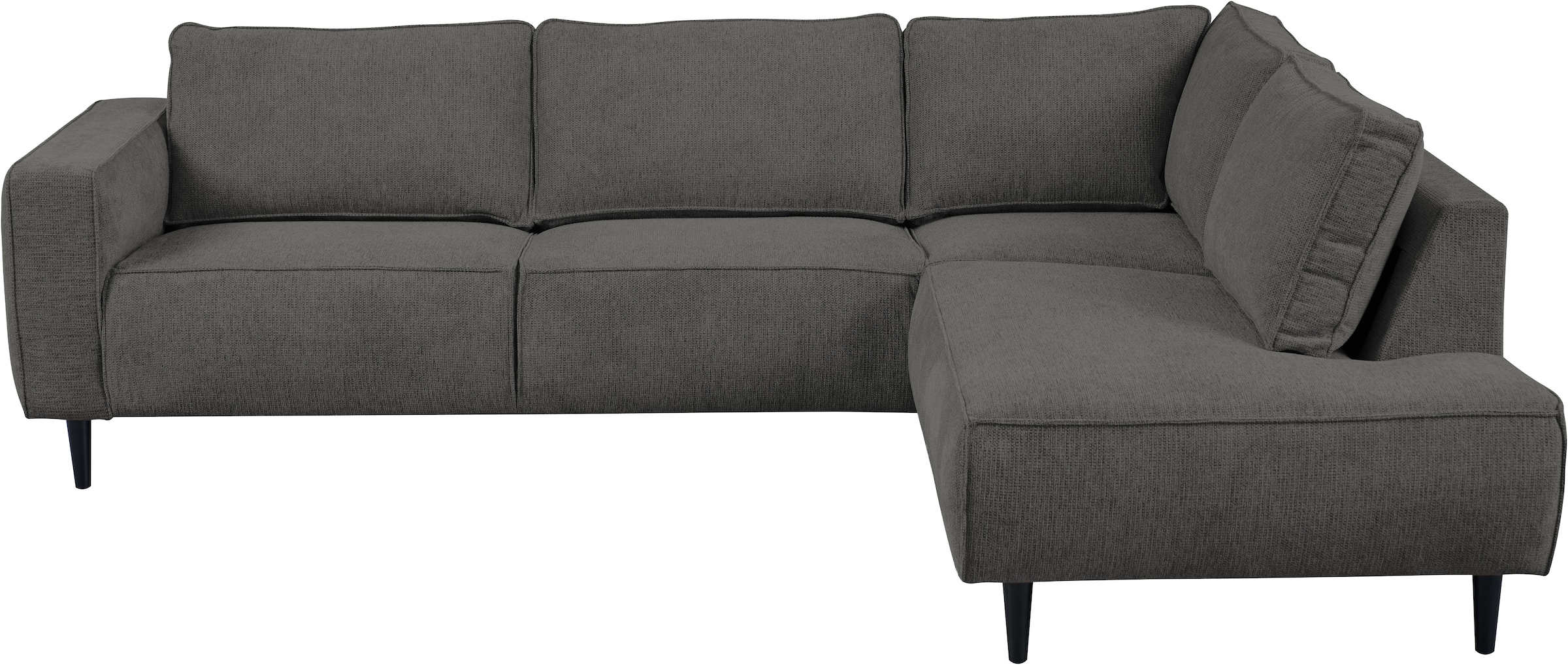 Places of Style Ecksofa »Fumone, Lederoptik oder Soft-Touch Chenille«, Breite 260, mit schwarzen Massivholzfüßen