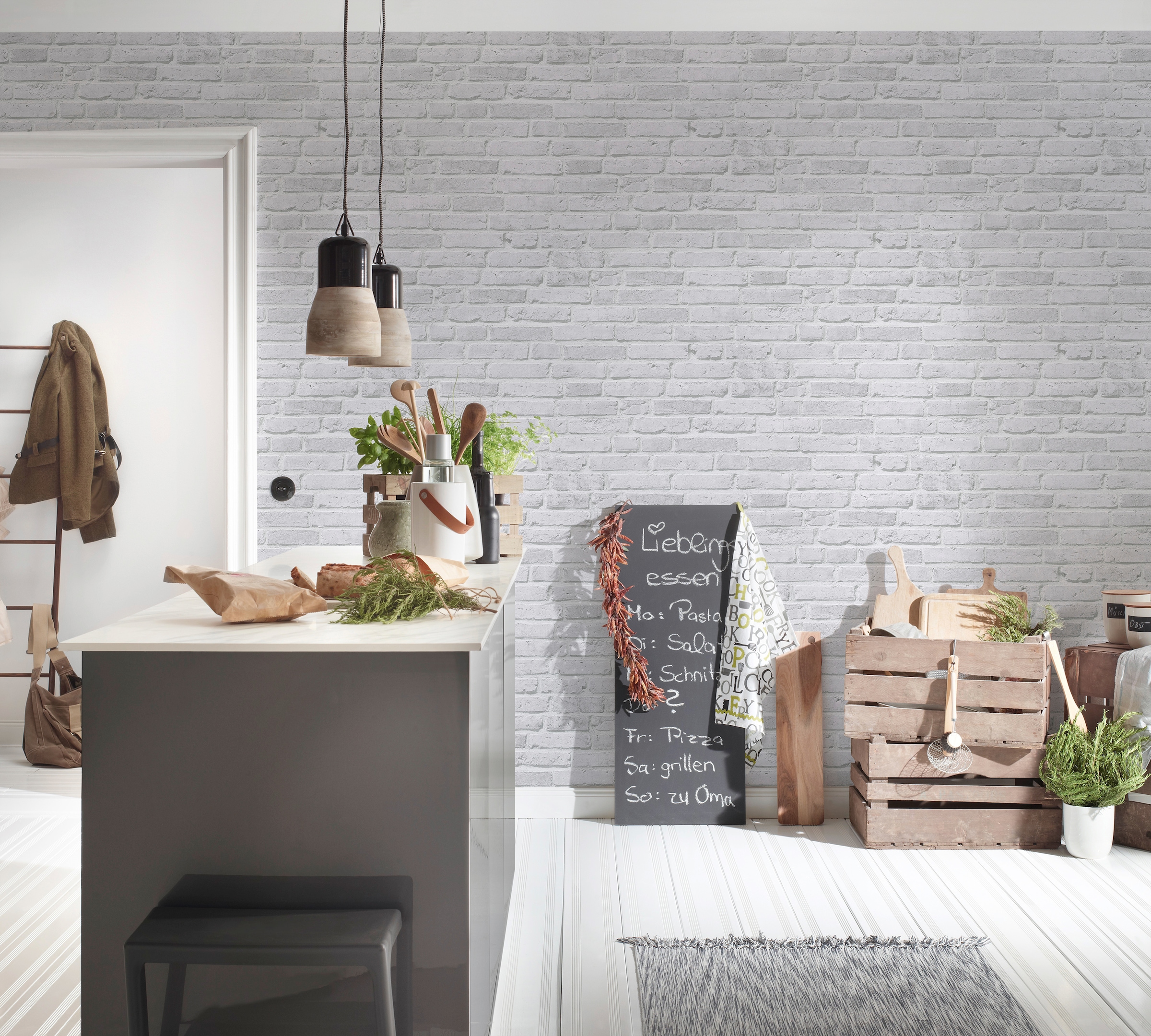 living walls Vliestapete »Best of Wood`n Stone 2nd Edition«, Steinoptik-gemustert-Motiv, Landhaus Tapete Stein Tapeten Wohnzimmer Schlafzimmer Küche Flur Optik