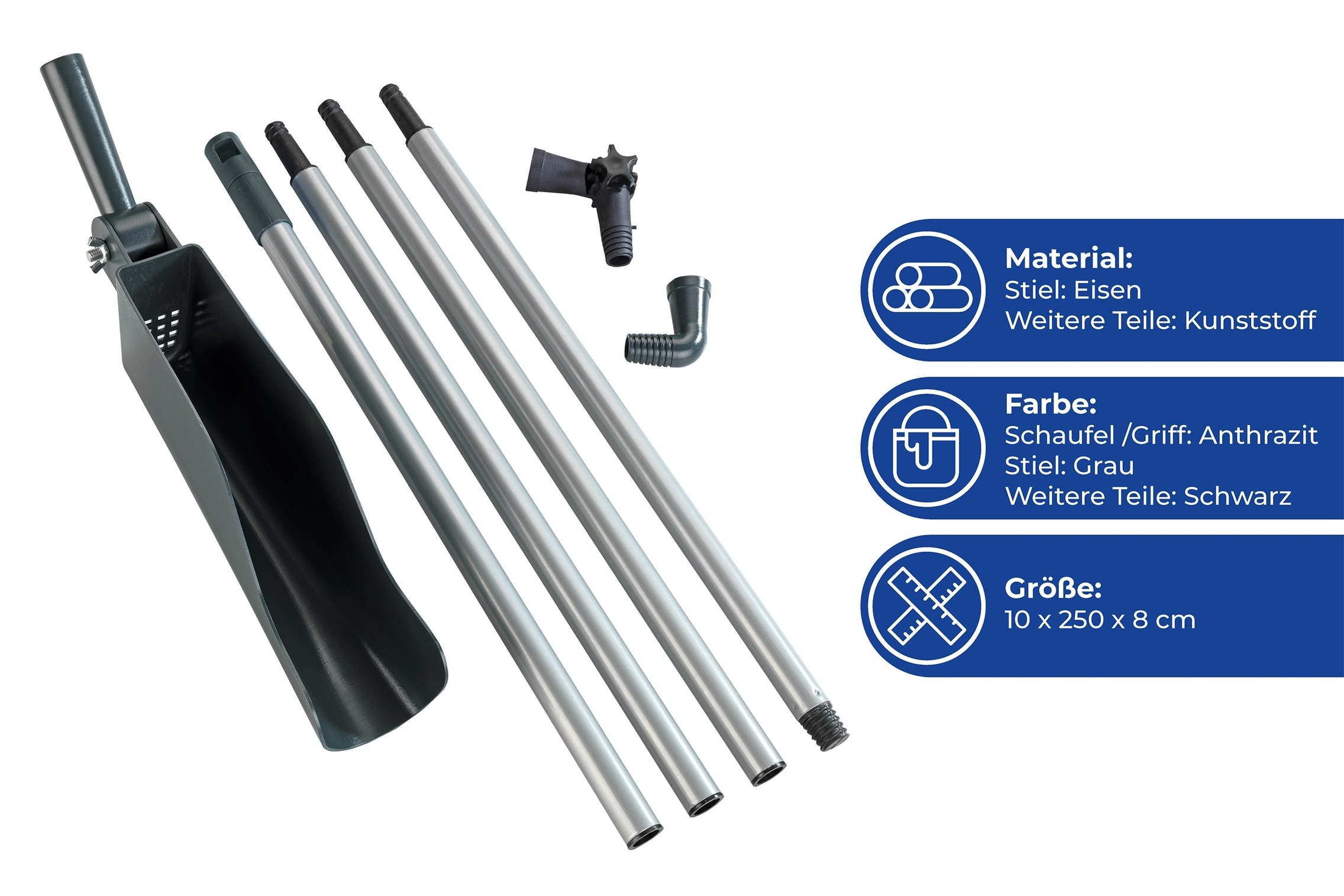 Maximex Dachrinnenreiniger »Dachrinnenschaufel Modell Maxi« aus Kunststoff | Metall mit Teleskopstiel, Reinigen ohne Leiter