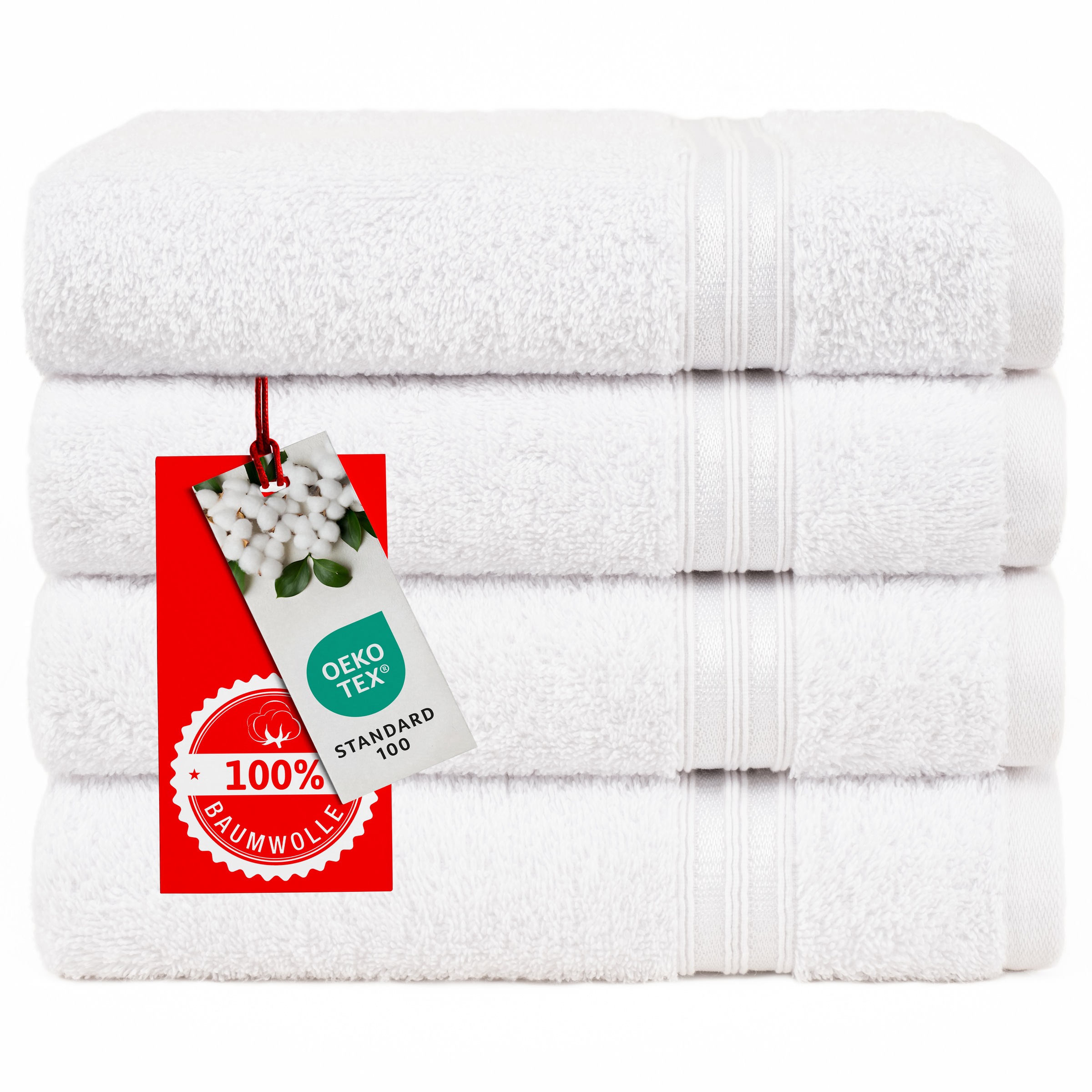 HAMMETEX Handtuch Set »4er Set Handtücher 50x100 cm, 100% Baumwolle, Weich & Saugstark«, (Set, 4 St., 4), mit Bordüre, einfarbig, weich