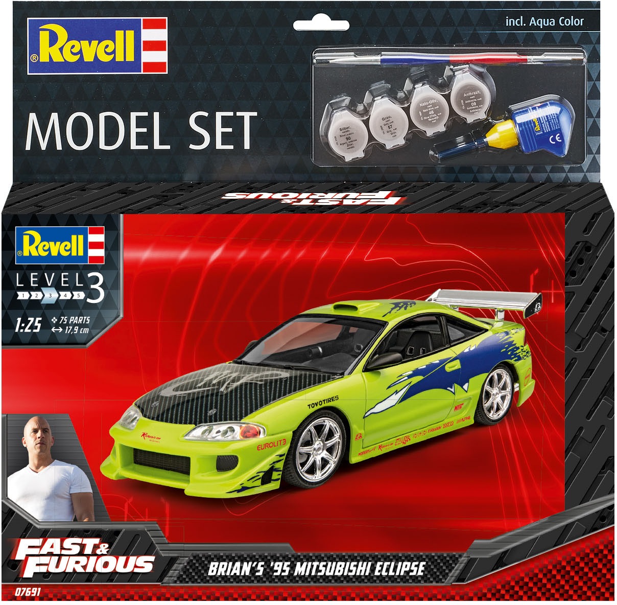 Revell® Modellbausatz »Fast & Furious - Brians 1995 Mitsubishi Eclipse«, 1:25
