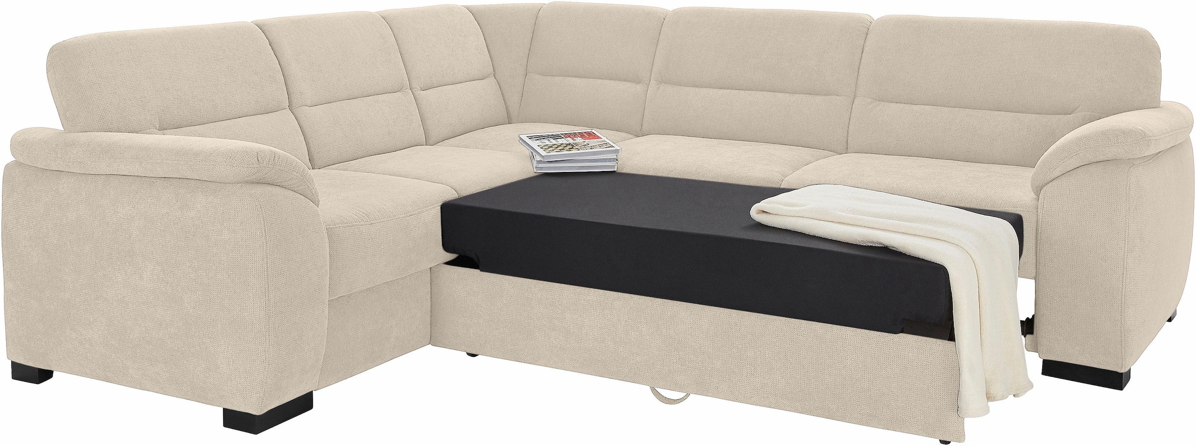 sit&more Ecksofa »Montego L-Form«, wahlweise mit Bettfunktion und Schubkasten