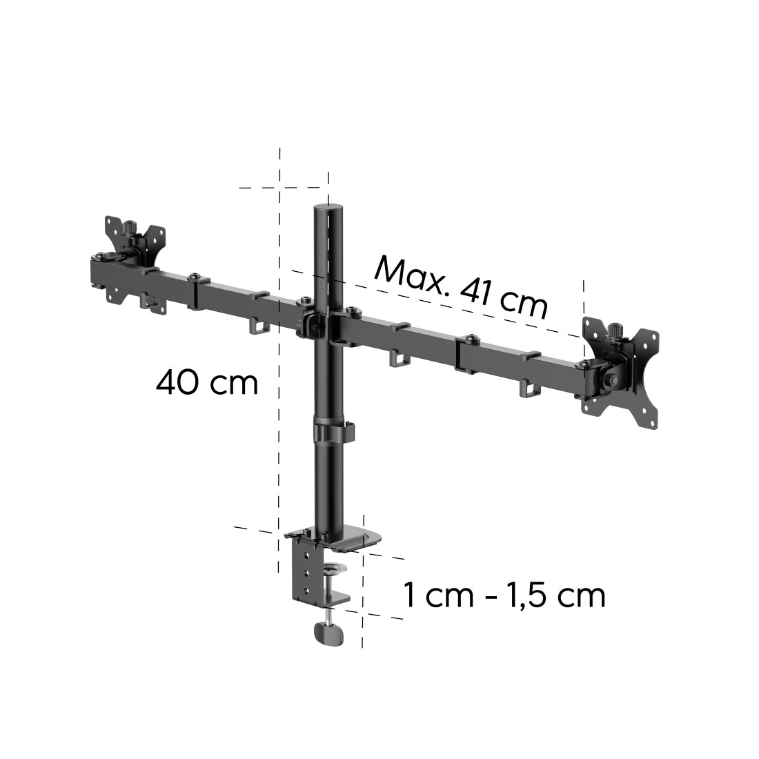 Hama Monitor-Halterung »Doppelmonitorhalterung höhenverstellbar für 13-35 Zoll« bis 89 cm Zoll 2 Monitore, 360° Rotation, VESA, Kabelmanagement, ausziehbar
