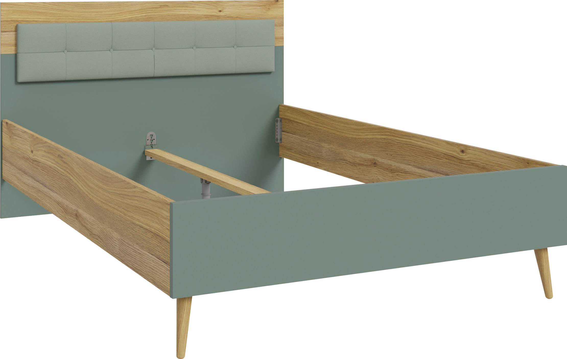 FORTE Jugendbett »Kinderbett, Belastbar bis 250KG,«, (Liegeflächen 140x200cm oder 120x200cm), mit gepolstertem Kopfteil