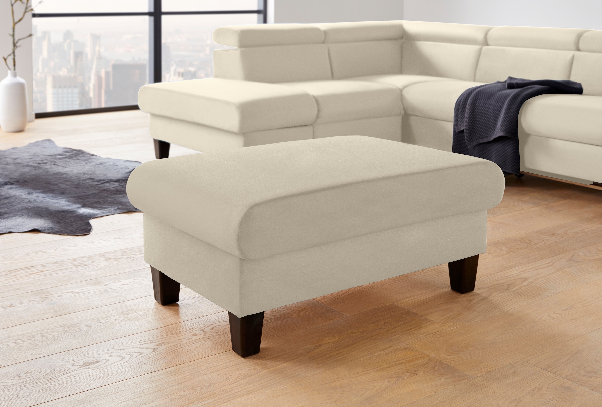 COTTA Polstergarnitur »Morven L-Form«, (Set), Set bestehend aus: Ecksofa mit Kopfteilverstellung & Hocker