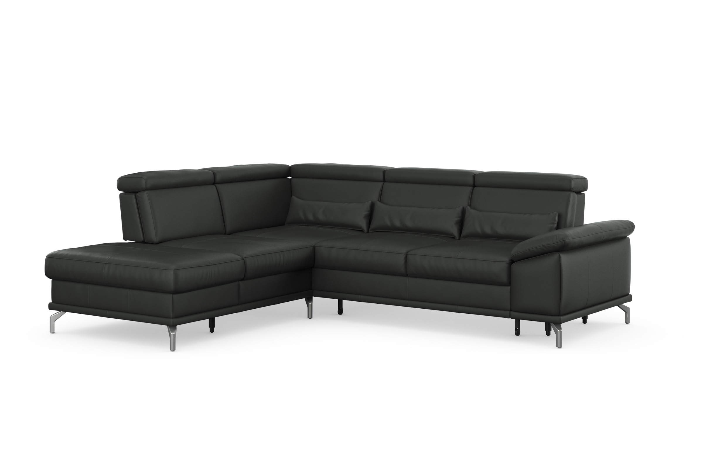 sit&more Ecksofa »Cabrio L-Form, mit Sitztiefenverstellung, Arm- und Kopfteilverstellung«, 3 Nierenkissen, Federkern, optional Bettfunktion und Stauraum