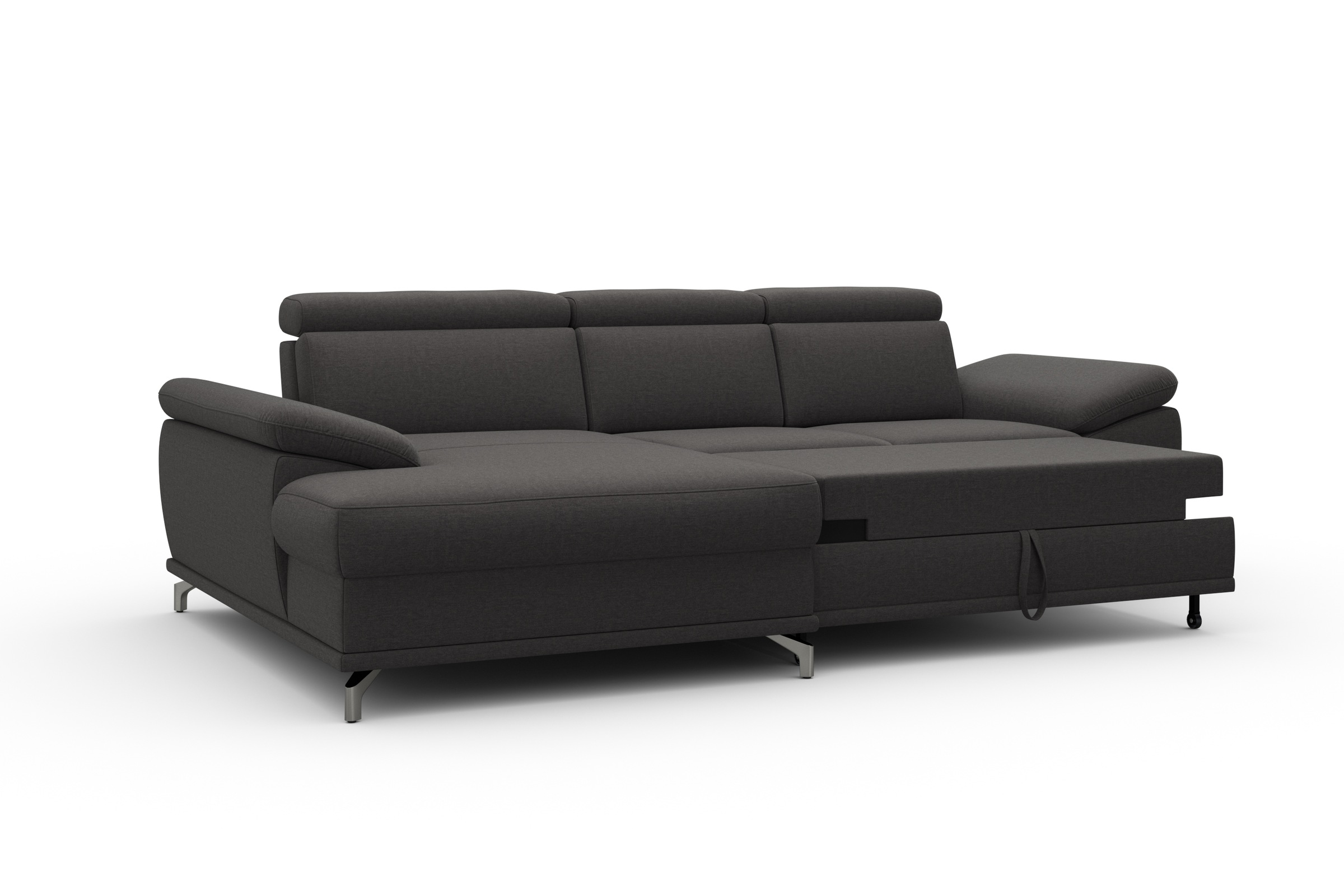 sit&more Ecksofa »Cabrio L-Form, mit Sitztiefenverstellung, Arm- und Kopfteilverstellung«, 2 Nierenkissen, Federkern, optional Bettfunktion und Stauraum